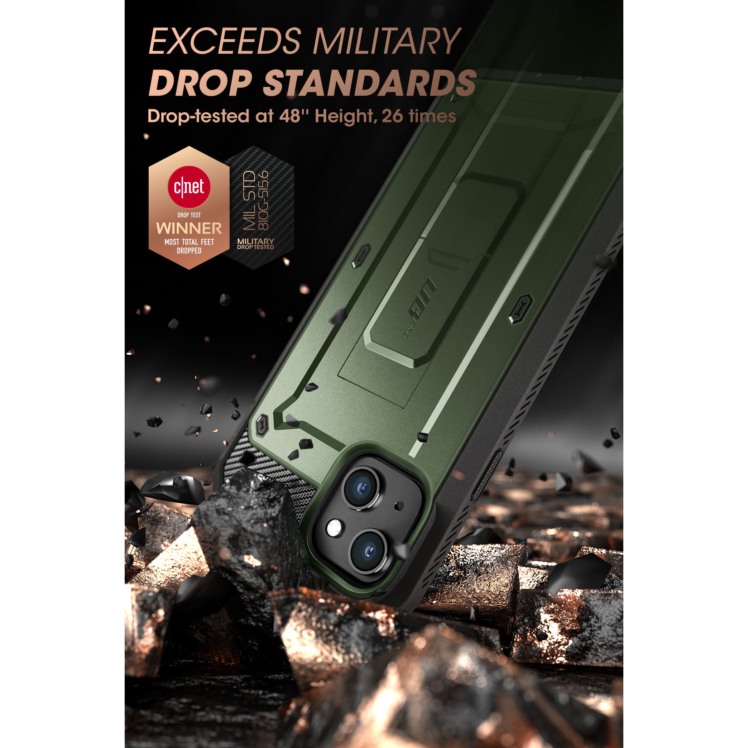 iPhone 14 6.1 Inch Unicorn Beetle PRO Heavy Duty Rugged Case - Dark Green | Shockproof & Drop Protection | Perfect for Outdoor, Work & Adventure Activities