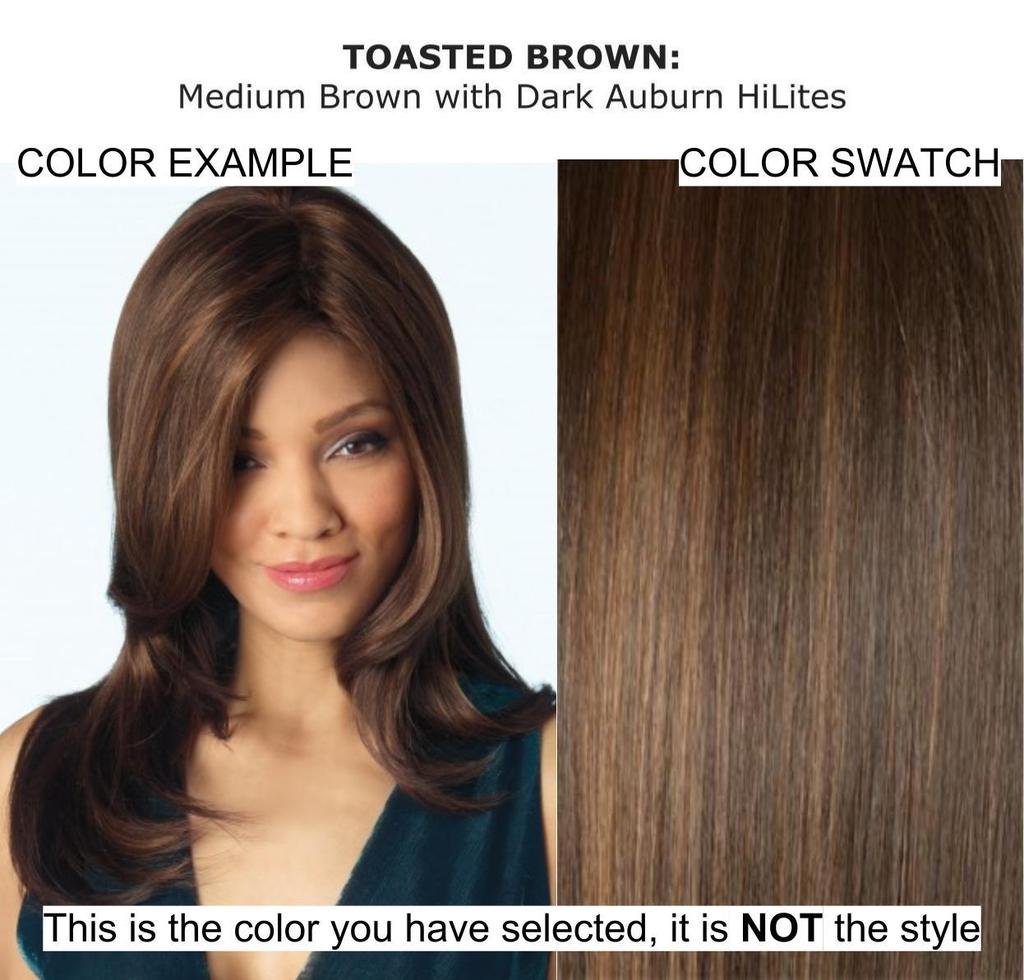 Stevie Wig by Amore with Christy's Wigs Q&A Booklet, Travel Size Wig Shampoo, Wig Cap & Wide Tooth Comb - 5 Piece Bundle in Toasted Brown | Perfect for Cosplay, Costume Parties & Everyday Wear