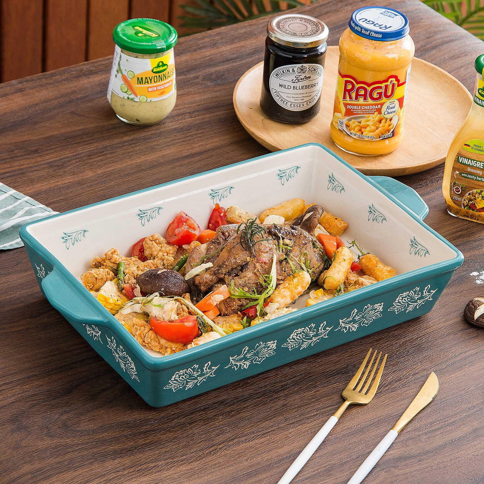 Wisenvoy 3-Piece Ceramic Baking Dish Set - Oven Safe Lasagna Pan & Casserole Dish for Baking, Roasting & Serving | Perfect for Family Dinners, Holiday Meals & Potlucks