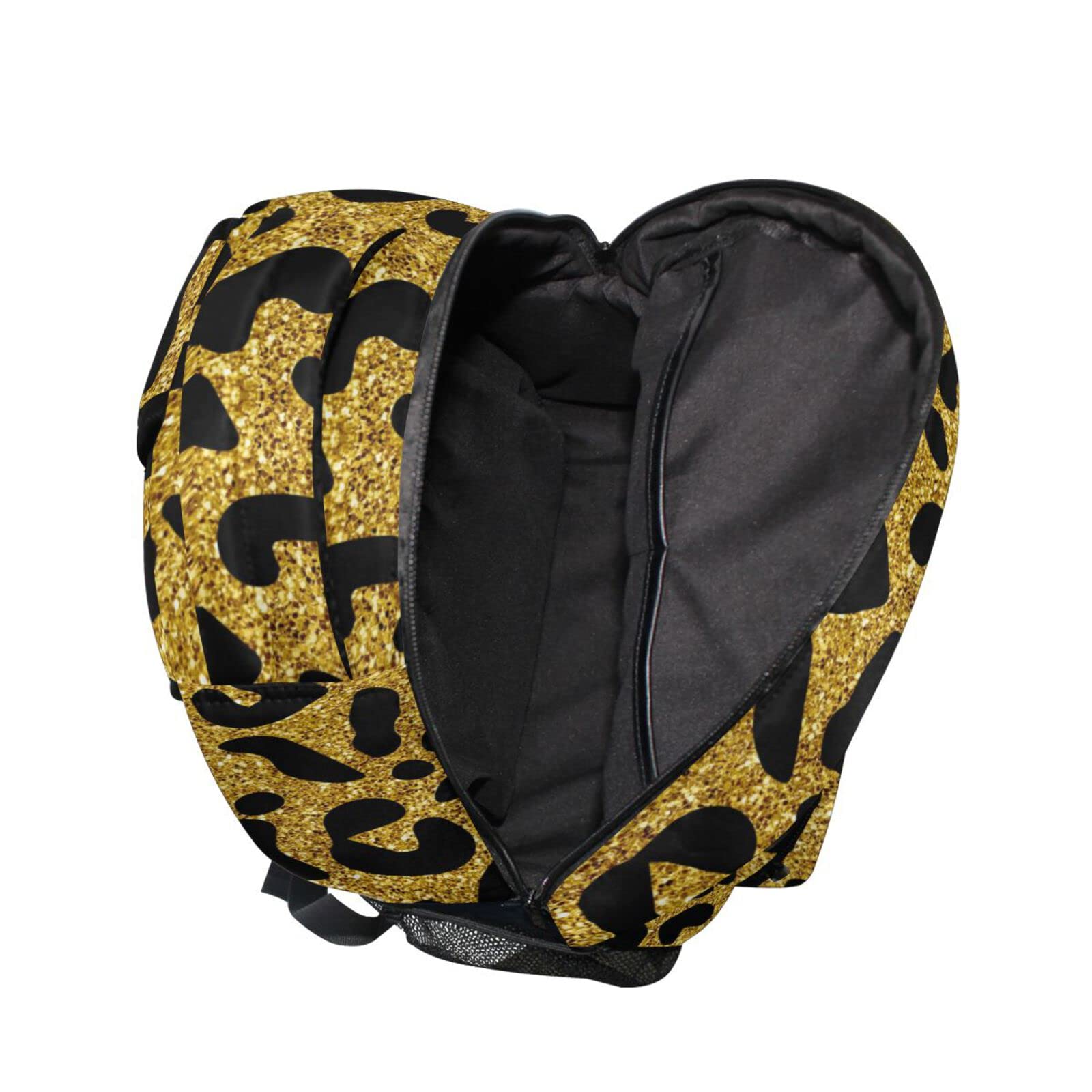 JIPONI Gold Animal Print Glitter Leopard Cheetah Backpack for Girls & Boys - Stylish School Bag, Bookbag, Travel Laptop Backpack, Daypack for Students & Teens - Perfect for School, College, Travel & Daily Use