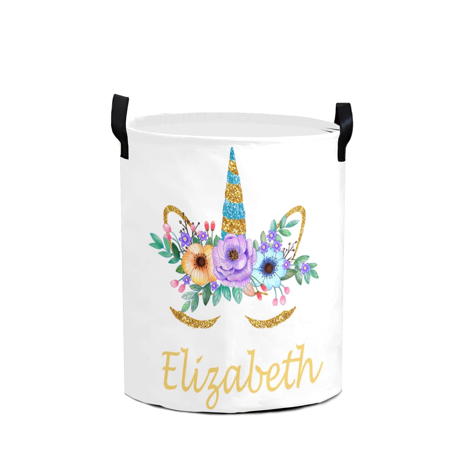 **Personalized Unicorn Laundry Basket with Name – Collapsible Waterproof Canvas Storage Hamper with Handles – Perfect for Kids' Room, Nursery, or Family Laundry Organization**