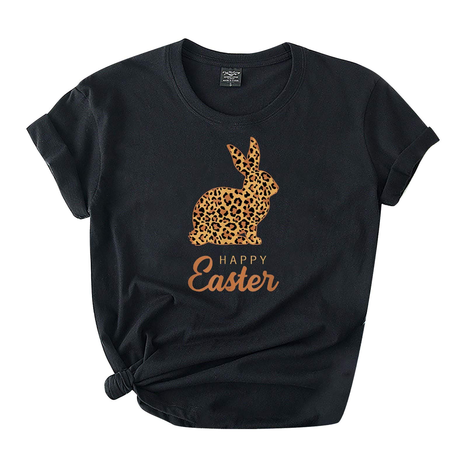 Women's Athletic T-Shirts - Easter Bunny Print Short Sleeve Graphic Tees - Casual Round Neck Novelty Tops for Running, Gym & Spring Outfits