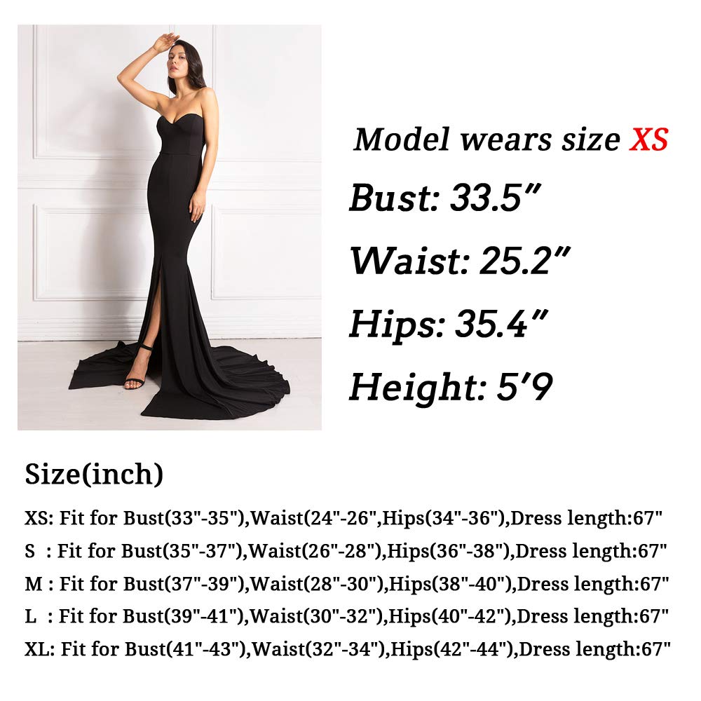 Elegant Strapless Long Evening Gown for Prom, Wedding & Formal Events - Sexy Front Slit Floor-Length Dress for Special Occasions