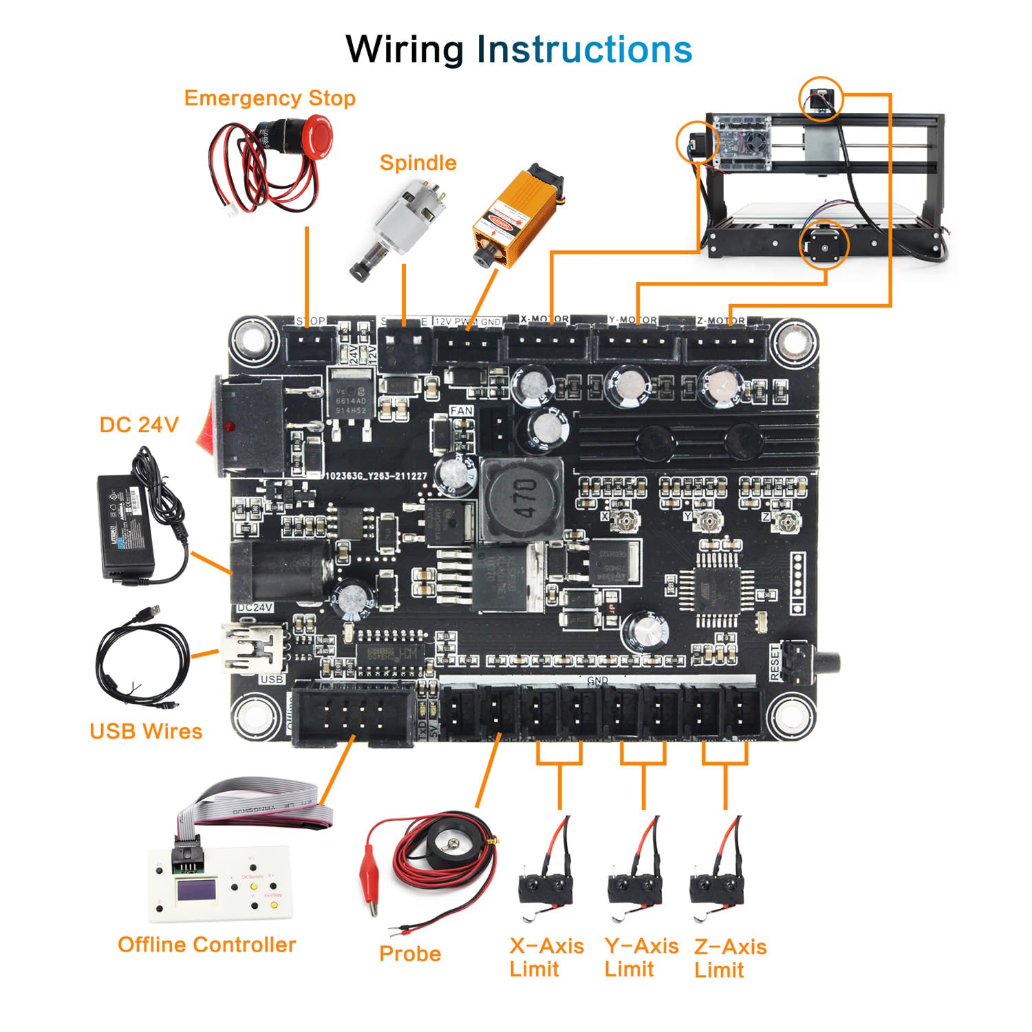 RATTMMOTOR DIY CNC Router Kit - 3 Axis Hobby CNC Machine with GRBL Control for Wood, Acrylic, PVC & PCB Engraving | 300x180x45mm Working Area | Perfect for Home DIY Projects, Woodworking & Craft Making
