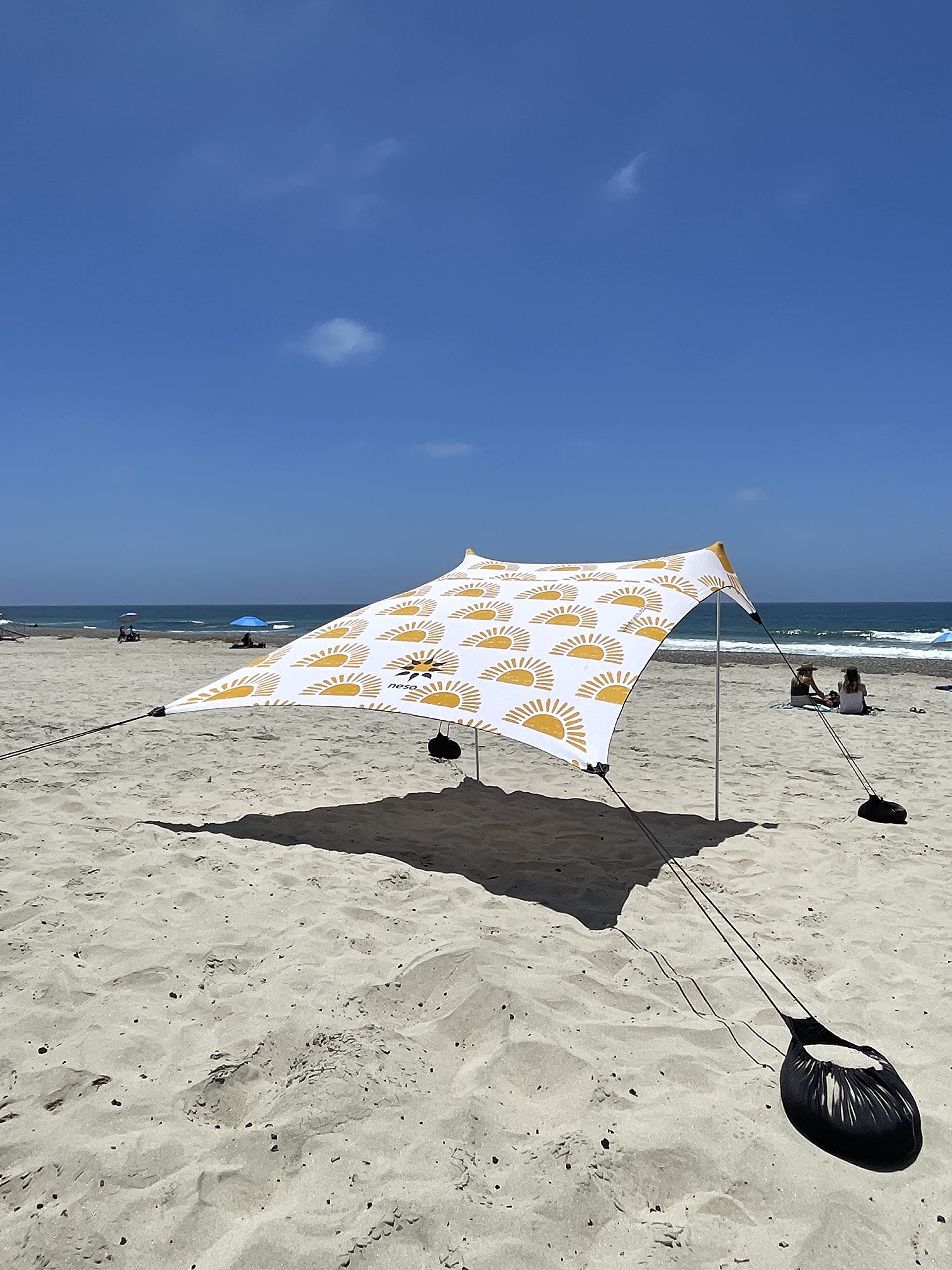 Premium Neso Tents 7'x7' Beach Canopy with Sand Anchors - Portable Sun Shade Shelter with Patented Reinforced Corners (Sunshine Yellow) - Perfect for Family Beach Days, Picnics & Outdoor Adventures