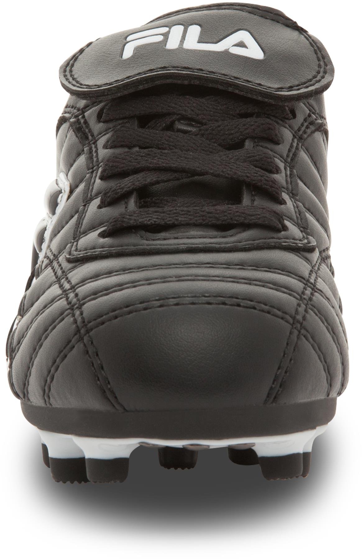 Fila Forza III MD Kids Soccer Cleats - Black Leather & Synthetic Cleats for Boys & Girls - Youth Soccer Shoes for Turf & Grass Fields - Perfect for Training & Matches (Size 12 Little Kid M)