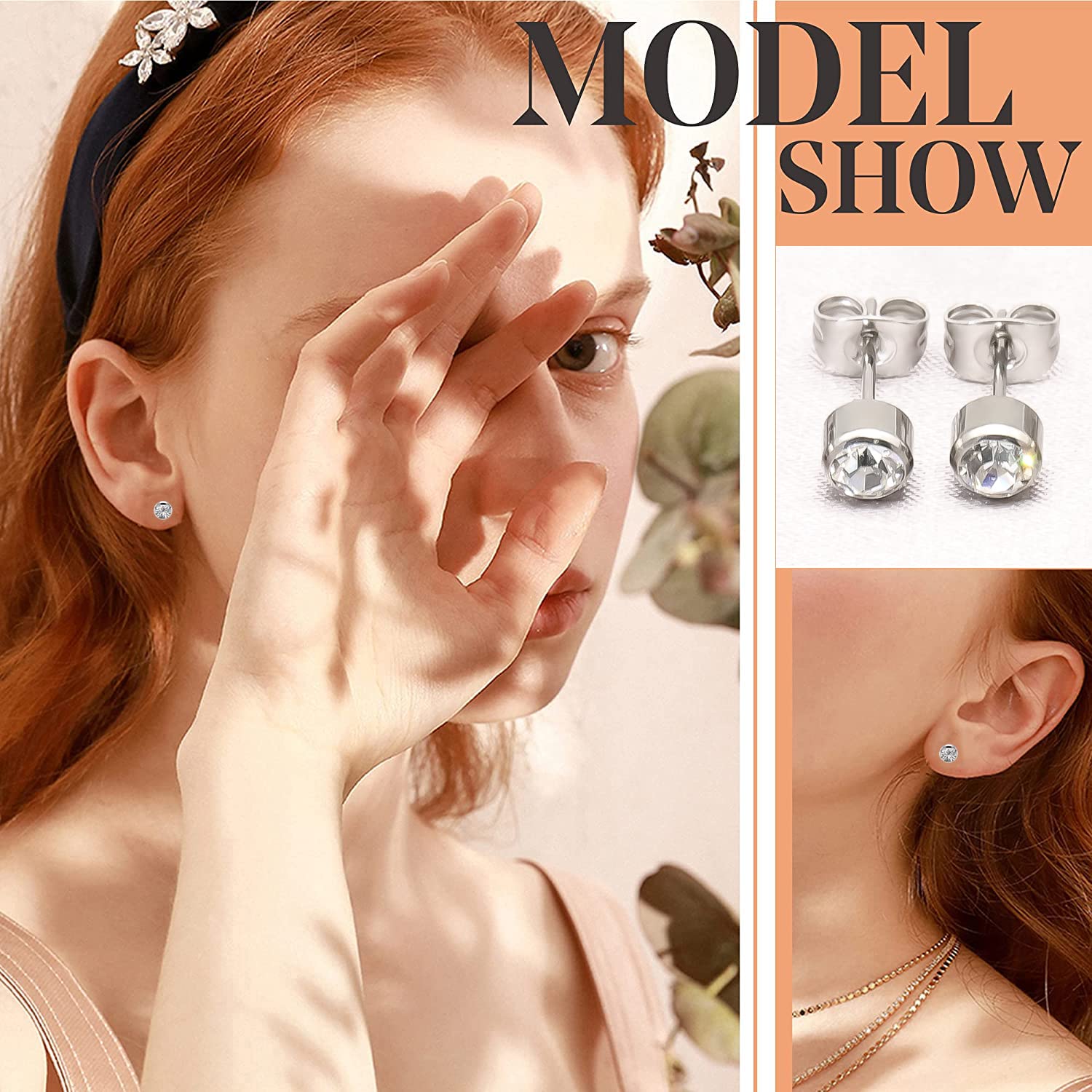 3 Pairs Hypoallergenic Titanium Stud Earrings for Women & Men - 4mm/5mm Crystal Earrings in Silver, Black, Rose Gold & Gold Plated - Perfect for Everyday Wear, Gifts & Special Occasions