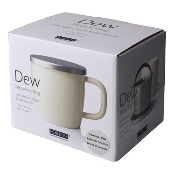 FORLIFE Small Dew Mug with Infuser & Lid - 11oz Ceramic Tea Cup with Strainer - Perfect for Loose Leaf Tea, Herbal Infusions & Hot Beverages at Home or Office