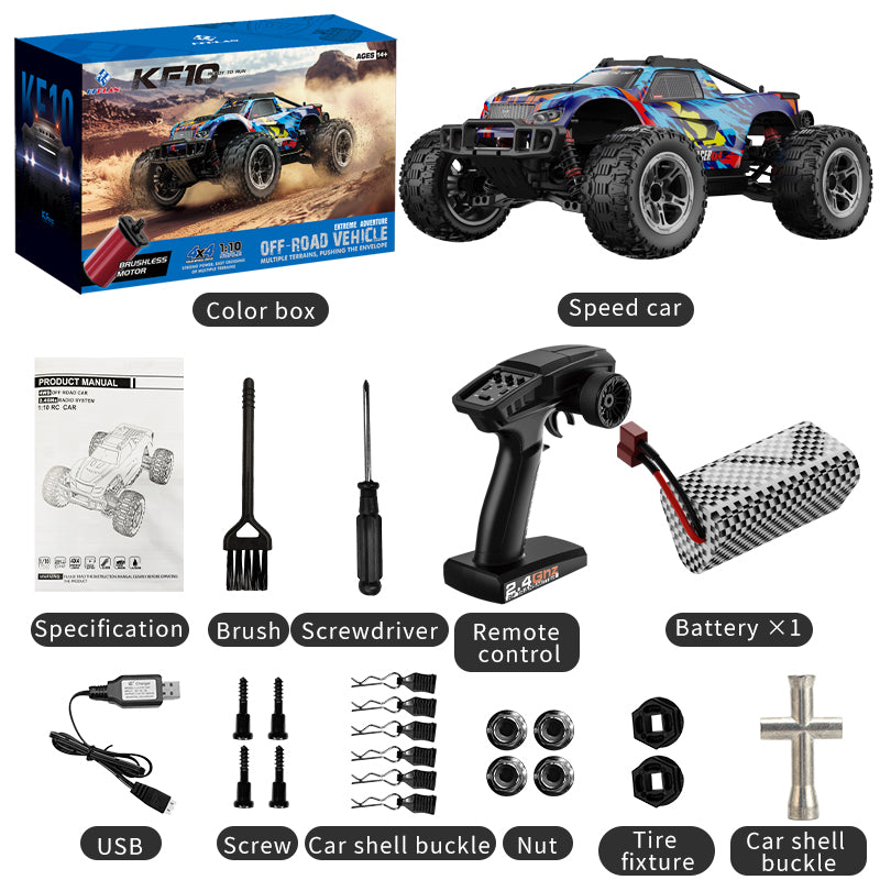 KFPLAN KF10 1/10 Scale Brushless RC Car - 4WD High Speed Remote Control Racing Car 50km/h - Perfect for Off-Road Racing, Backyard Driving & RC Hobby Enthusiasts