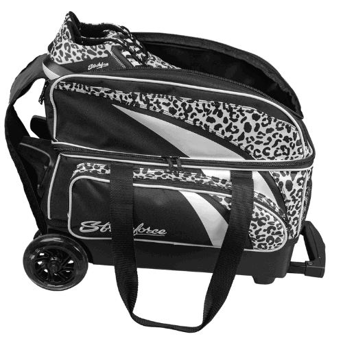 KR Strikeforce Cruiser Double Roller White Leopard Bowling Bag - Durable & Stylish Bowling Accessory for Men & Women - Perfect for League Play, Tournaments & Practice Sessions