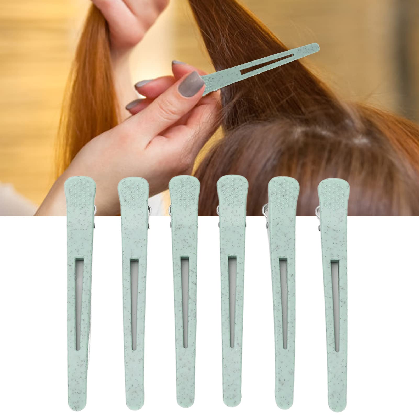 6pcs Professional Duckbill Hair Clips for Women & Girls - Salon Quality Styling & Sectioning Hair Clips (Green) - Perfect for Hairdressing, Salon Use & Home Styling
