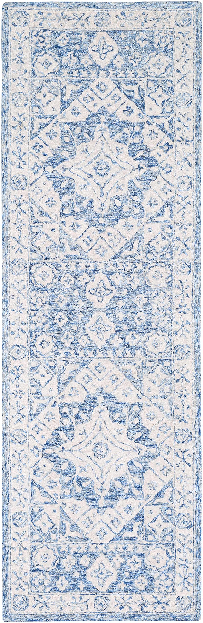 Premium Hauteloom Devine Wool Runner Rug - Traditional Blue & Ivory 2'6