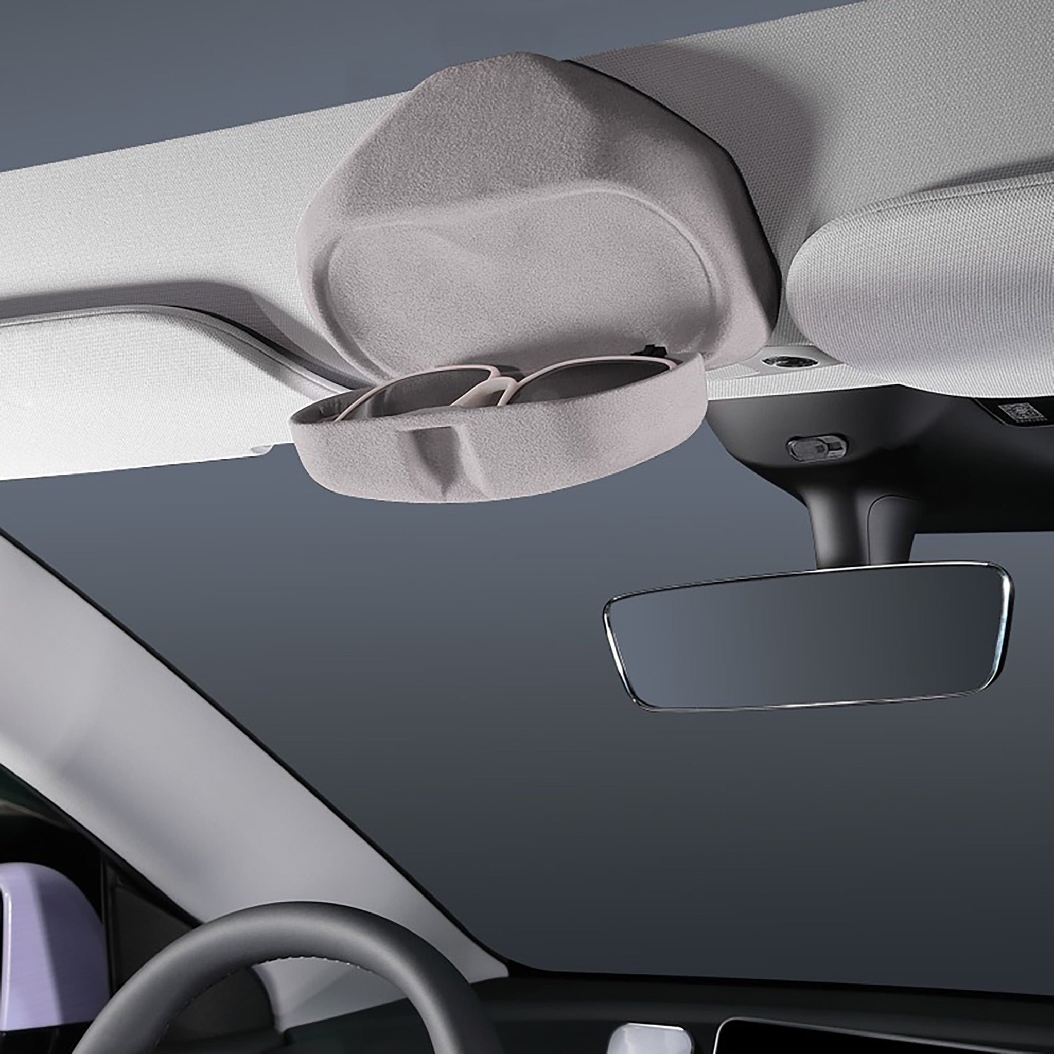 Premium Custom Fit Alcantara Sunglass Holder for Tesla Model 3 (2024) & Model Y - Luxury Car Accessories for Sunglass Storage & Organization