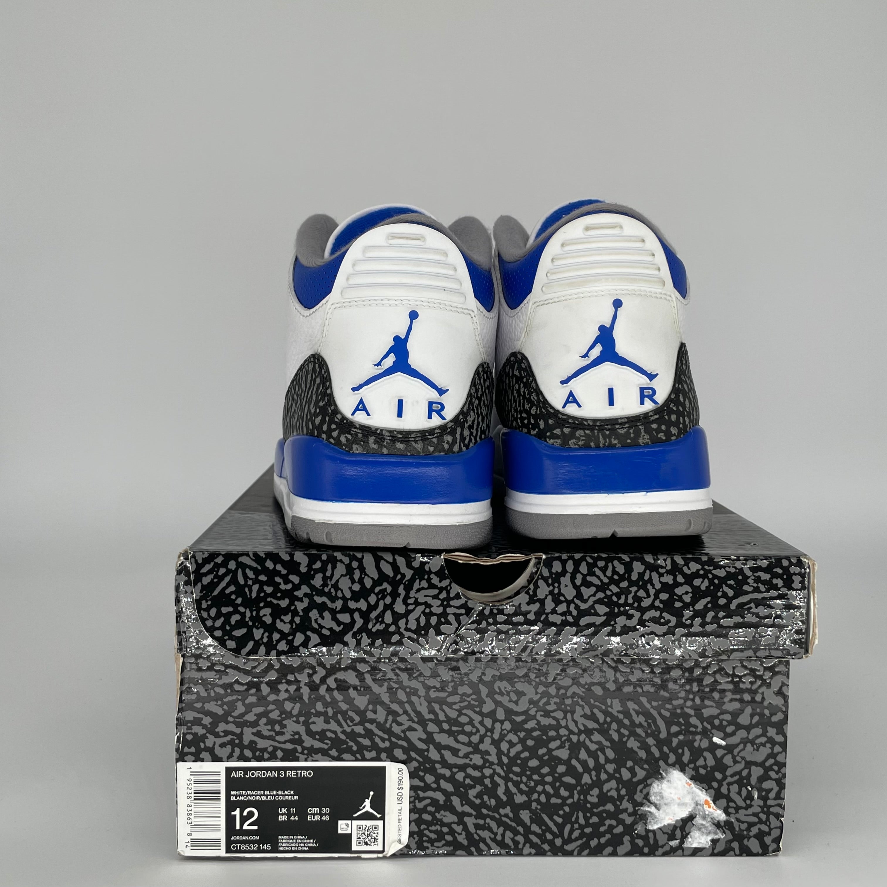 AIR JORDAN 3 RACER BLUE Men's Basketball Shoes Size 12 - CT8532-145 | Retro Sneakers for Running, Gym & Streetwear Fashion