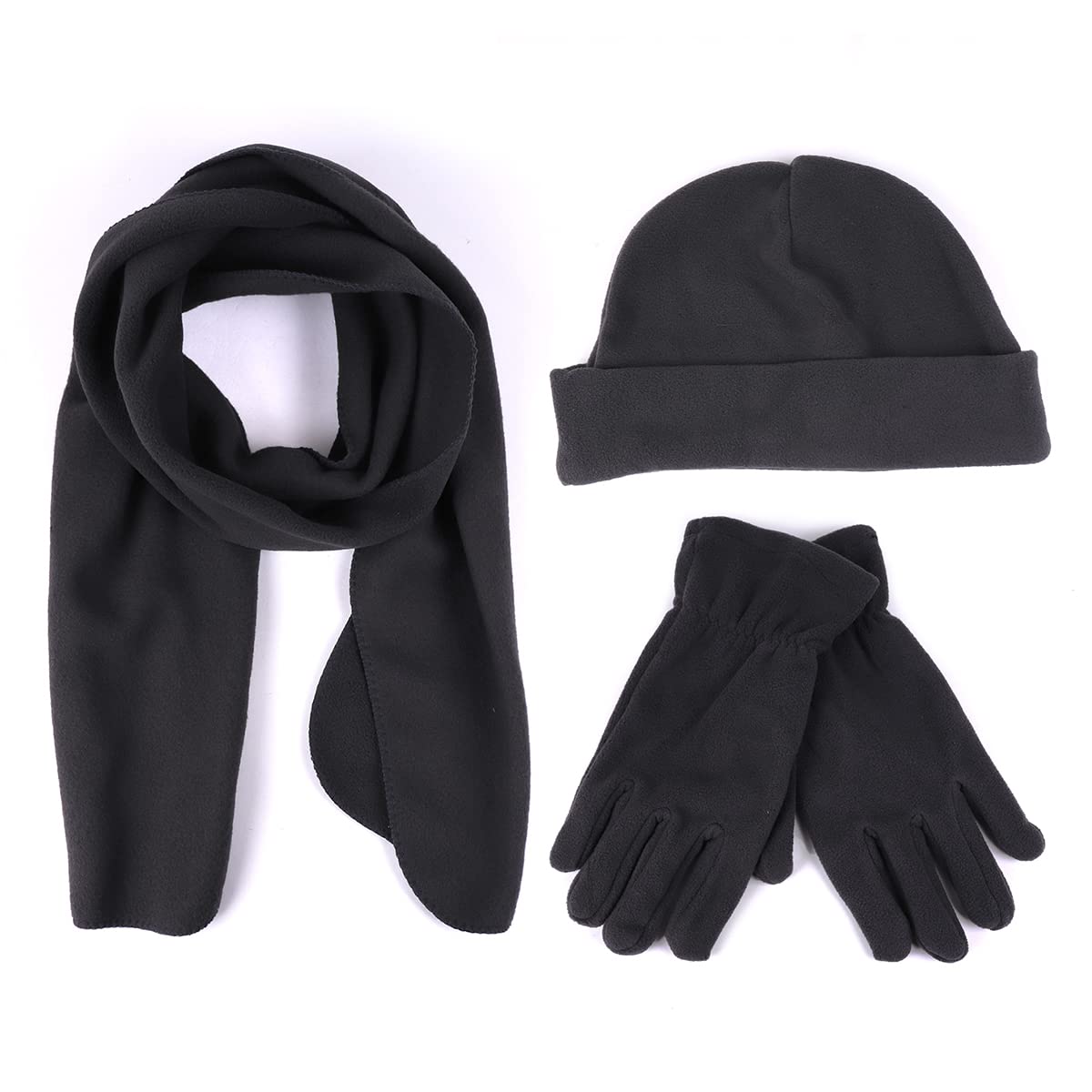 WESTEND Men's Winter Fleece Hat & Glove Set - Warm Beanie, Touchscreen Gloves & Scarf Combo for Cold Weather - Perfect for Skiing, Snowboarding & Outdoor Activities
