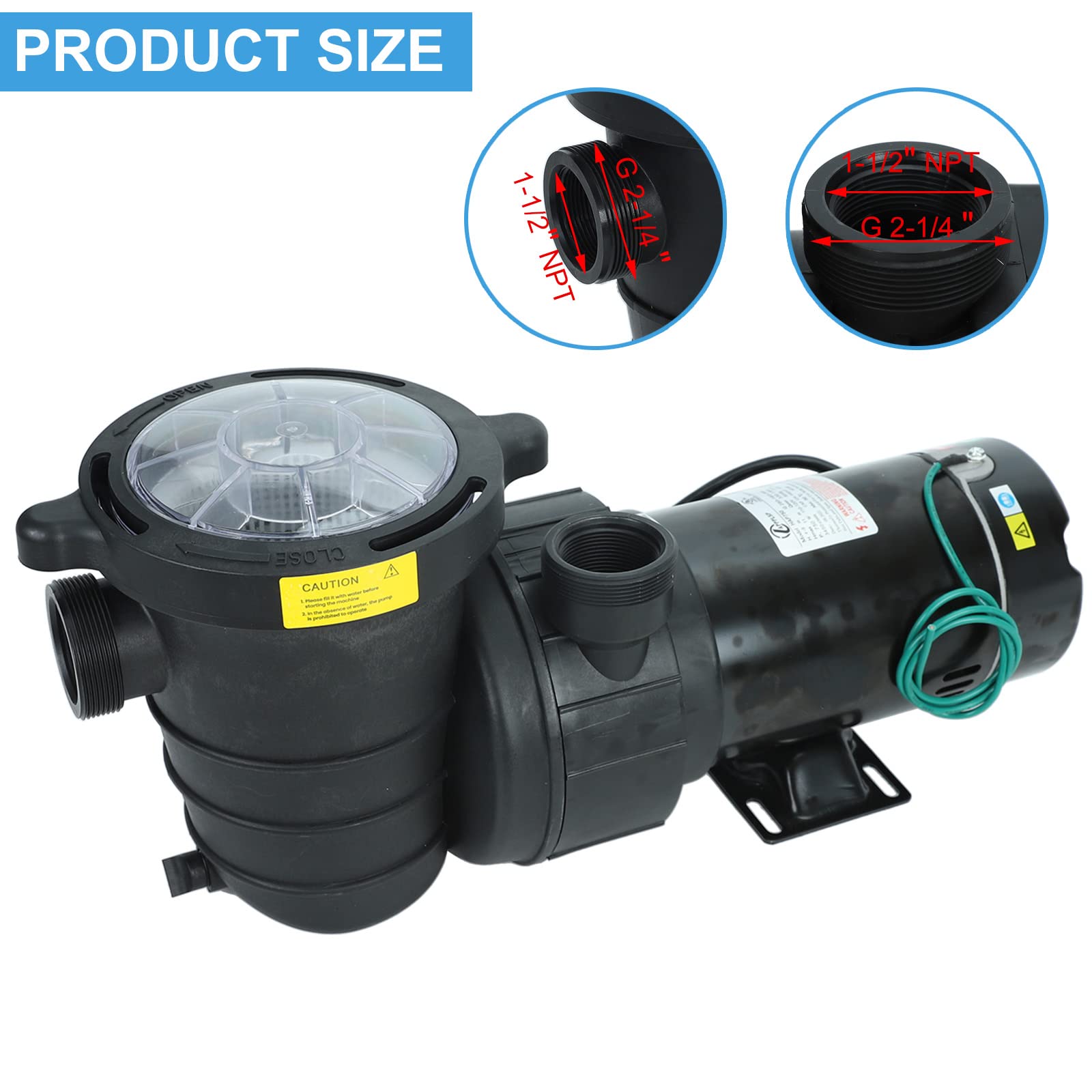 1.0 HP In-Ground & Above Ground Swimming Pool Pump, 110V 5220 GPH Single Speed Water Pump with Filter Basket - Ideal for Pool Maintenance, Water Circulation, and Filtration Systems