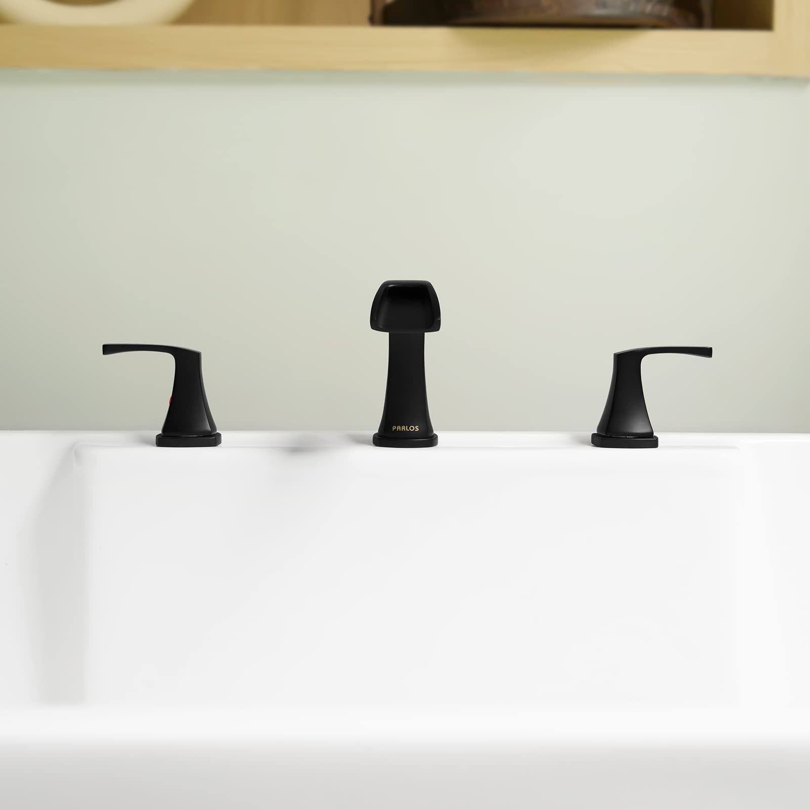 PARLOS 2-Handle Widespread Waterfall Roman Bathtub Faucet with Valve - Matte Black Tub Filler (Model 1434204) for Luxury Bathroom & Spa Renovation