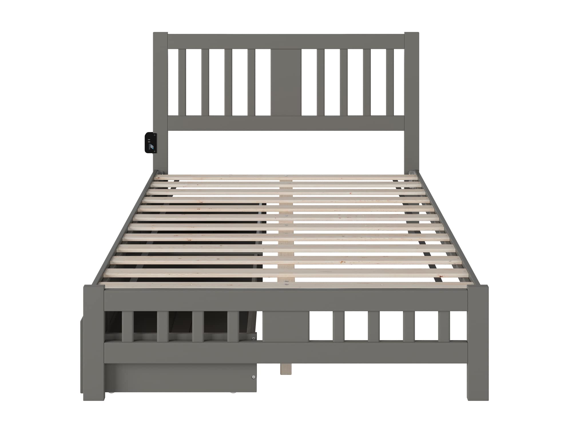AFI Tahoe Full Size Platform Bed with Footboard & Storage Drawers in Grey - Modern Bedroom Furniture for Small Spaces & Guest Rooms