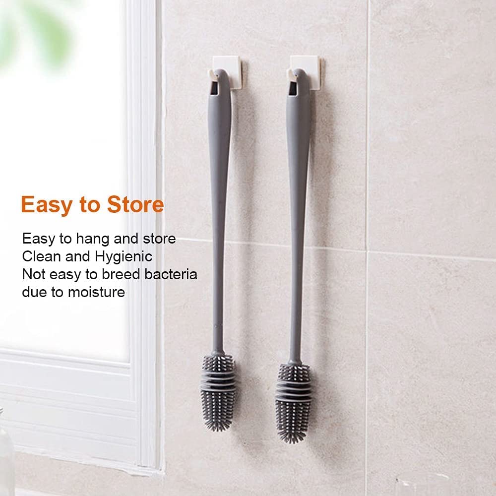 Slyford 2 Pack Long Handle Silicone Bottle Cleaning Brushes - Perfect for Hydro Flask, Glassware & Small Opening Bottles - Ideal for Kitchen, Camping & Travel Accessories