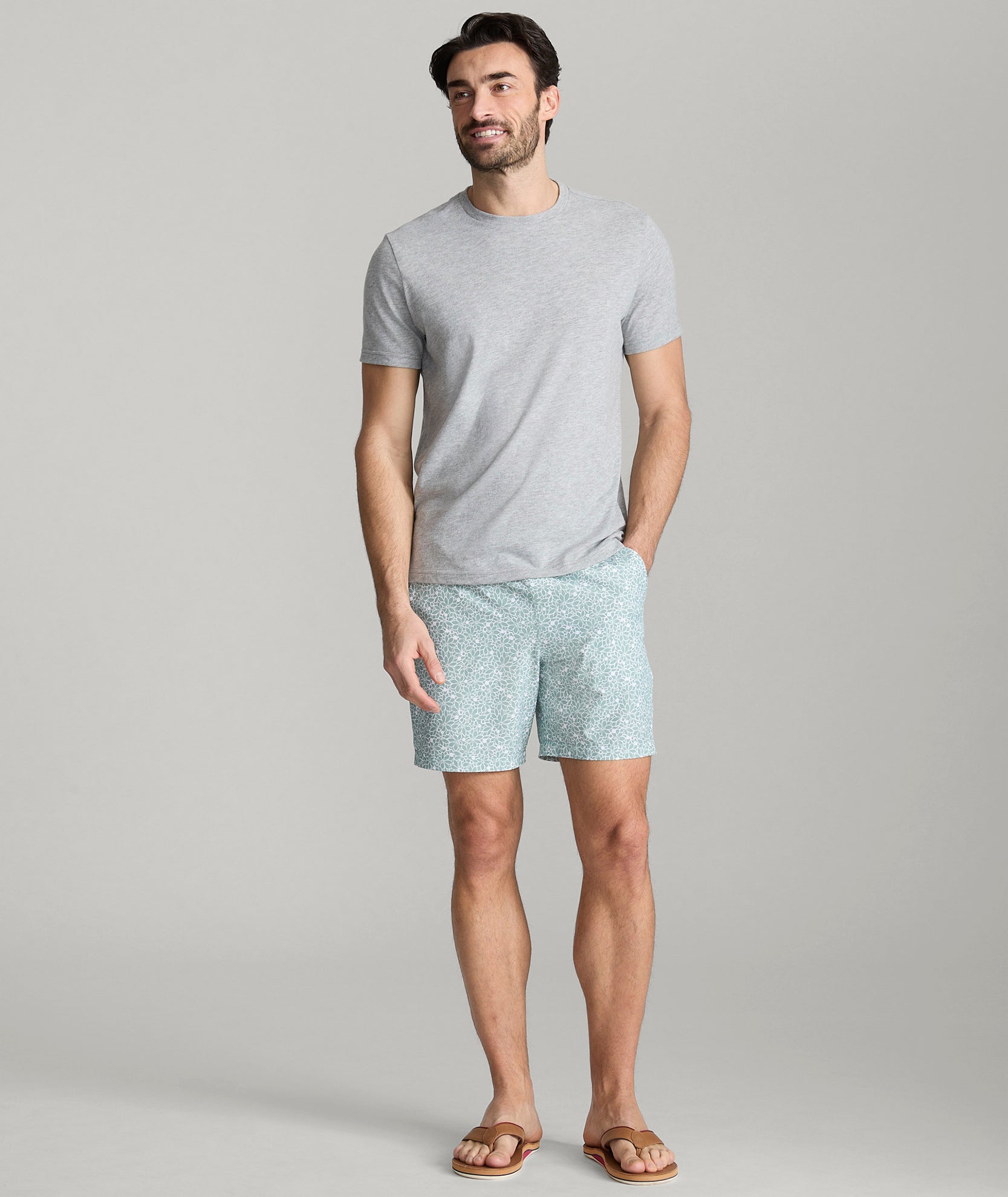 Printed Swim Trunks for Men - Green Milieu McIntire Pattern Quick-Dry Beach Shorts | Perfect for Swimming, Vacation & Summer Activities