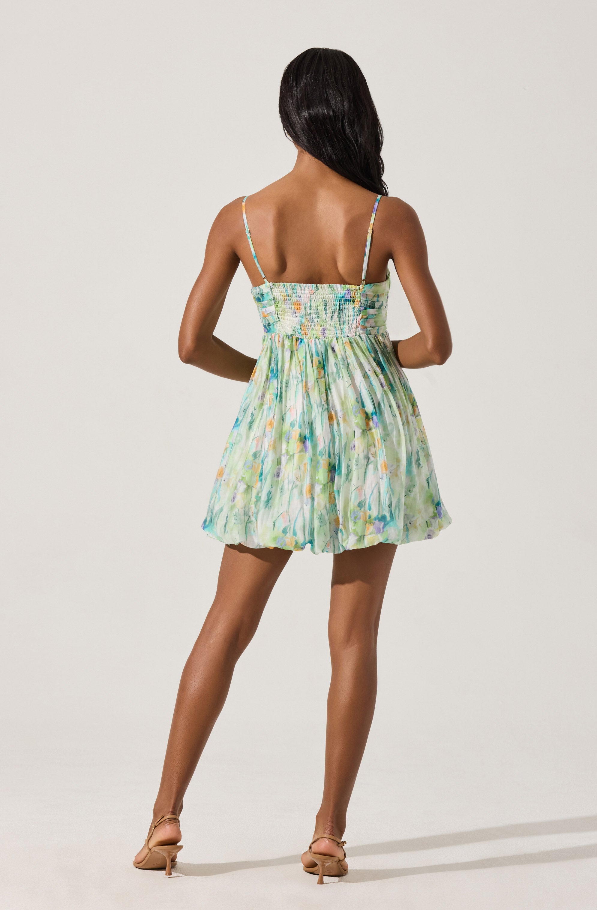 Bubble Floral Mini Dress - Women's Summer Short Sleeve Party Dress for Beach Vacation & Date Night
