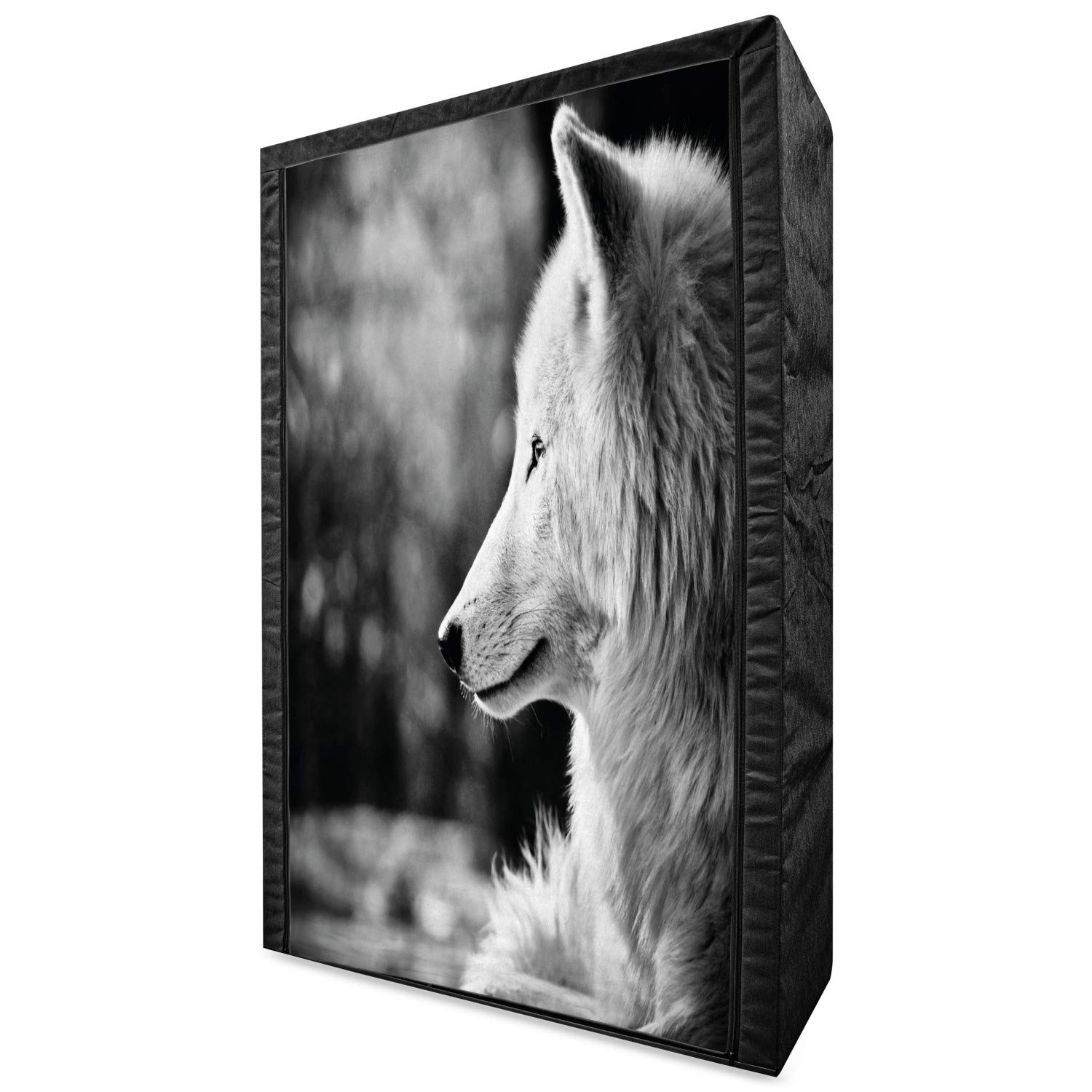 Ambesonne Wolf Portable Fabric Wardrobe Closet with Shelves - 42.5