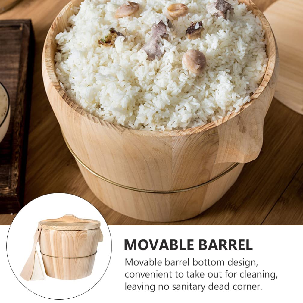 Premium Wooden Rice Storage Container with Lid - Cabilock Rice Steamer & Organizer for Kitchen Pantry, Food Bucket, Household Storage | Perfect for Rice, Grains, Flour & Dry Food Organization