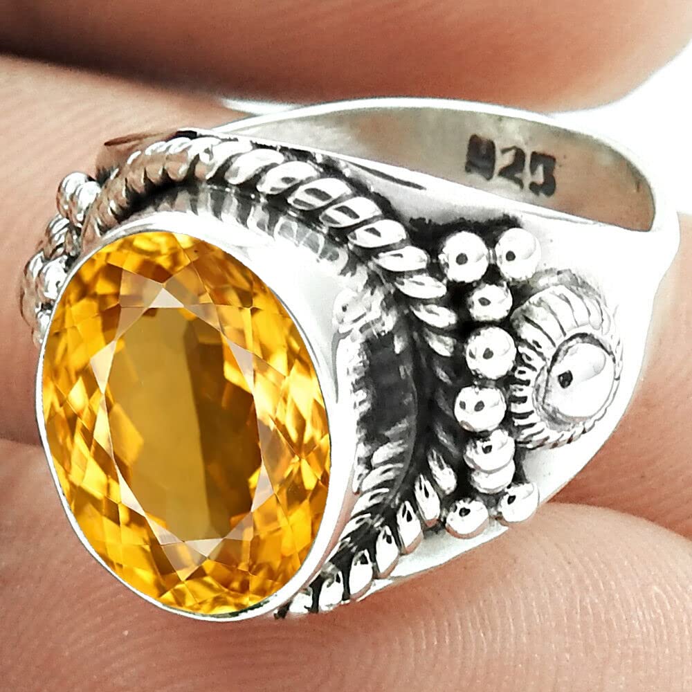 Natural Lemon Quartz Yellow Gemstone Handmade Statement Ring for Women - Size 7 | Elegant Jewelry Gift for Mom, Wife & Girlfriend | Perfect for Mother's Day, Anniversary & Special Occasions