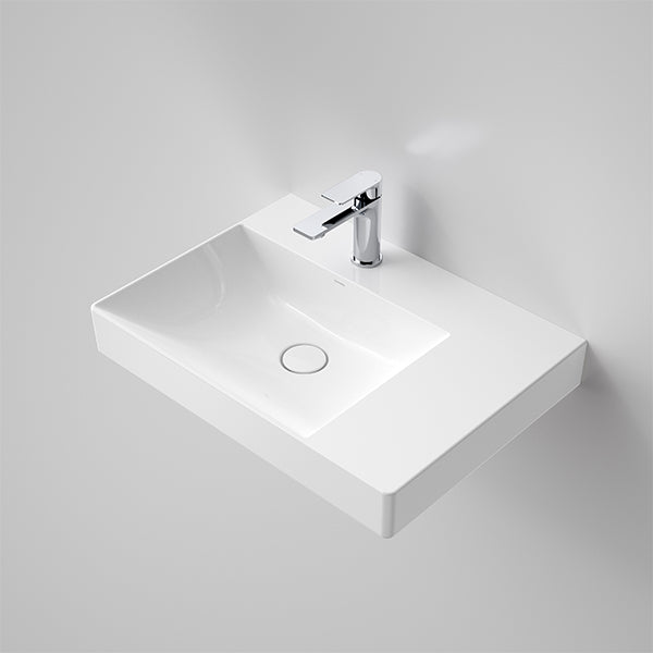 Caroma Urbane II Right Hand Shelf Wall Basin - Modern Bathroom Sink with Built-in Storage Shelf for Small Spaces, Powder Rooms & Contemporary Homes