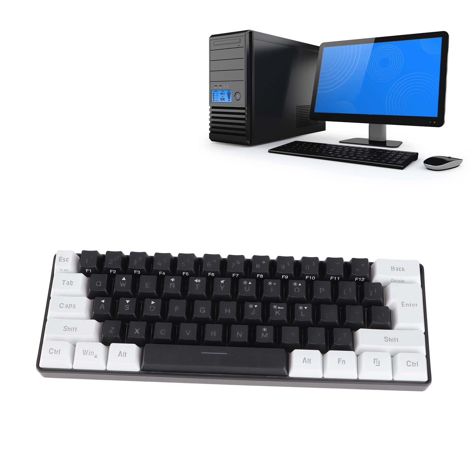61-Key RGB LED Backlit Mechanical Feel Gaming Keyboard - USB Wired, 5V DC, Tactile Switches for PC/Mac (Black) - Perfect for Office Work, Typing & Gaming Sessions