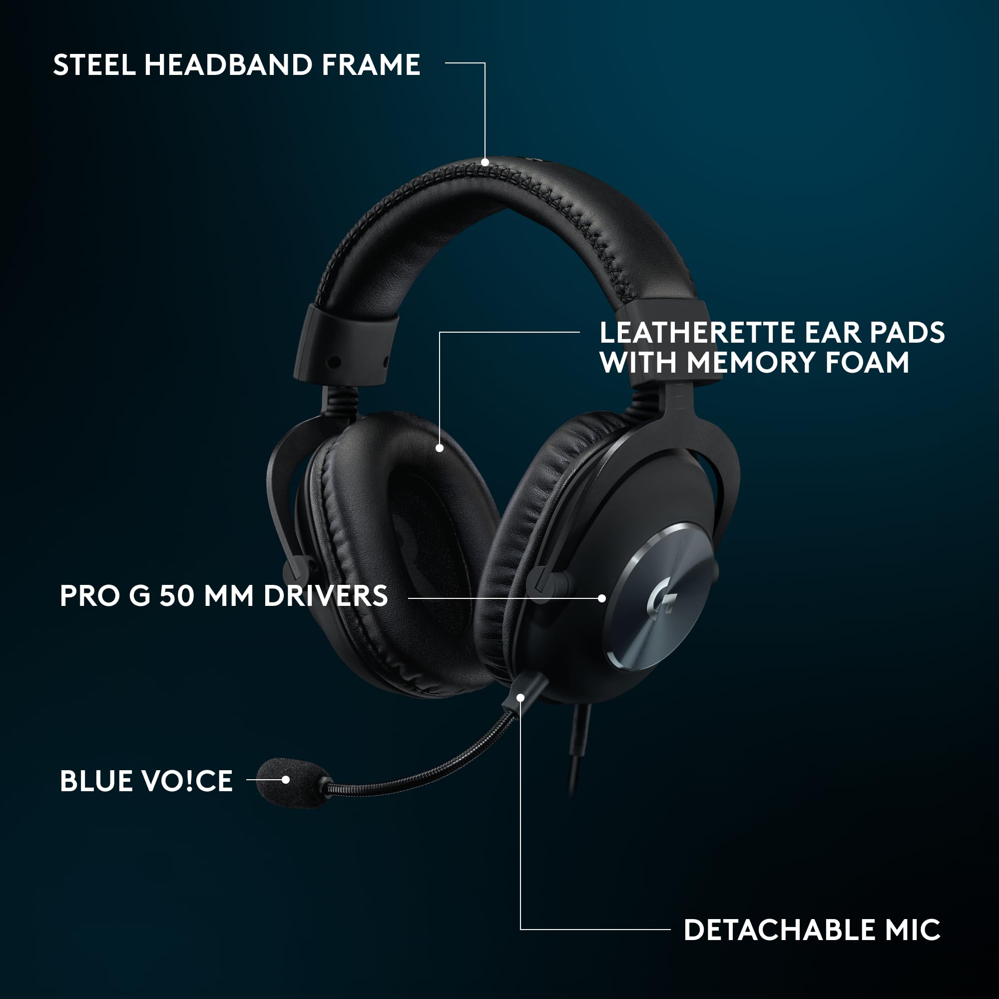 Logitech G Pro X SE Wired Gaming Headset with Blue VO!CE Mic - DTS 7.1 Surround Sound, 50mm Drivers, USB/3.5mm Aux, USB DAC - Compatible with PC, Xbox, PS5, PS4 (Black) - Perfect for Competitive Gaming & Streaming