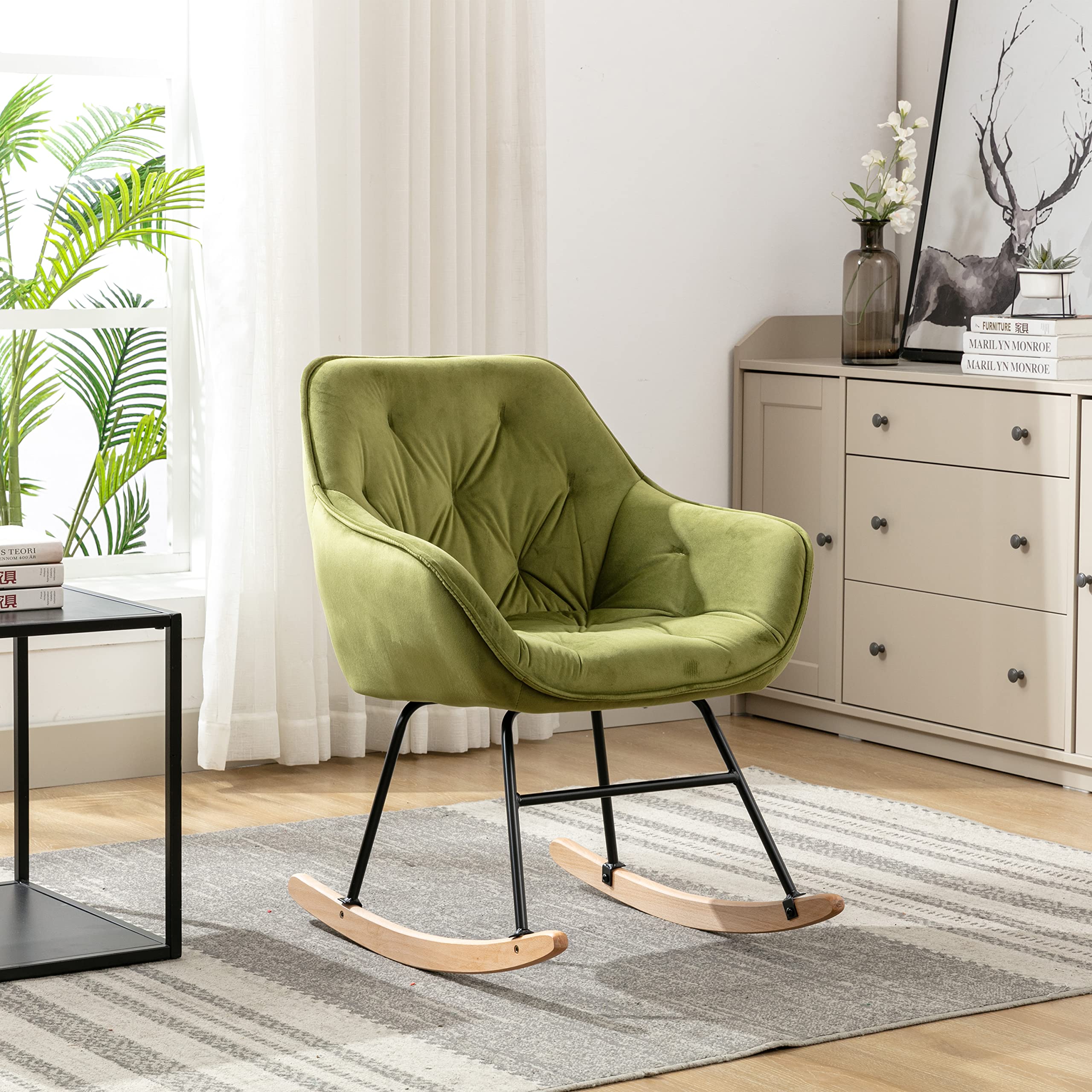 Comfortable Rocking Chair for Living Room - Modern Accent Chair with Padded Seat & Backrest | Perfect for Nursery, Porch, Reading Nook & Relaxation