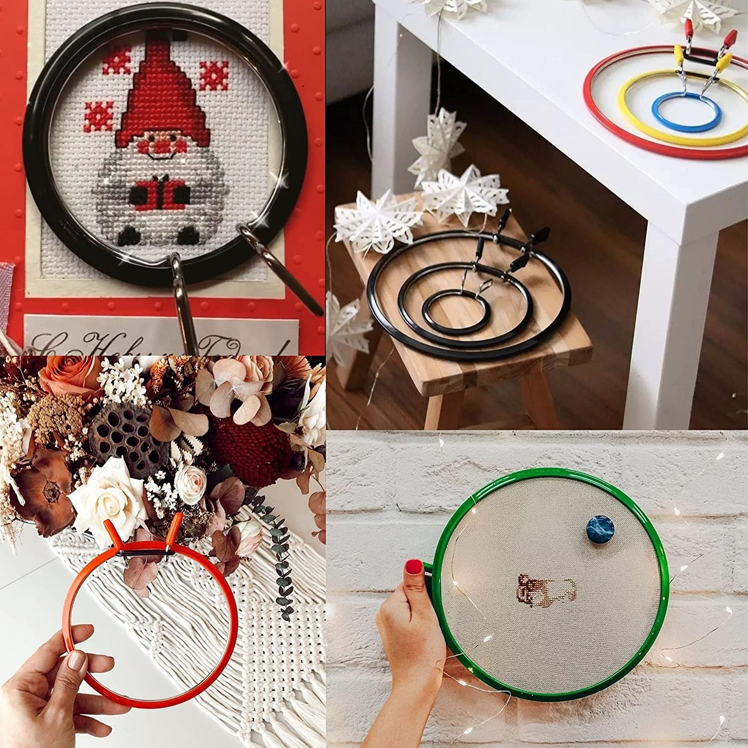 Premium Metal Spring Tension Embroidery Hoops for Cross Stitch, Darning & Crafting - Strong & Durable Red Large Embroidery Frame - Perfect for Hand Embroidery, Needlework & DIY Sewing Projects