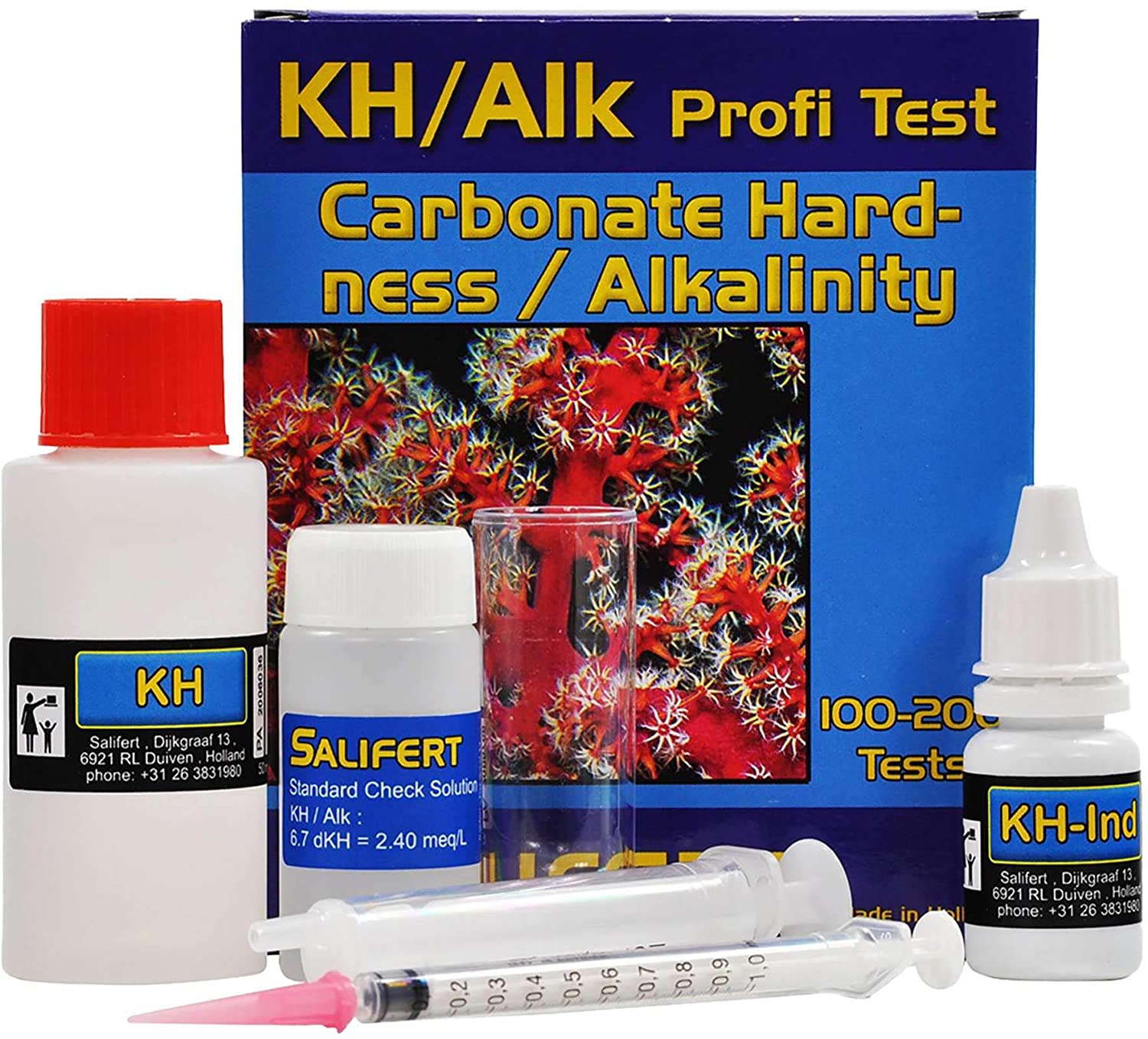 Salifert Alkalinity Test Kit for Saltwater Aquariums - Professional Marine Water Testing for Reef Tanks & Coral Care