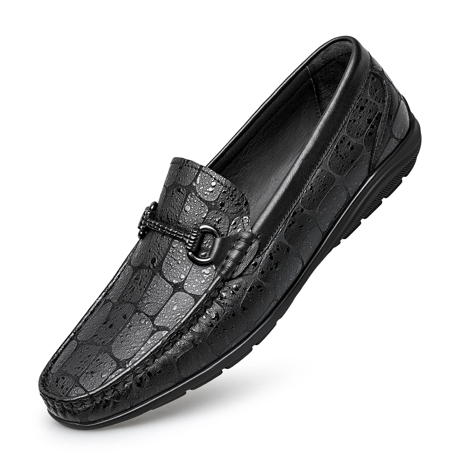 Men's Plaid Black Loafers - Comfortable Slip-On Driving Shoes for Casual Wear & Office - Trendy 2022 Model - Perfect for Daily Commute & Business Travel