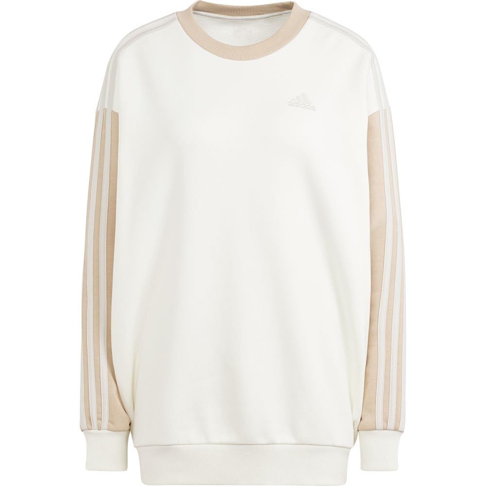 Adidas Women's Essentials 3-Stripes Oversized Fleece Sweatshirt | Cozy Pullover Hoodie for Casual Wear, Lounge & Street Style | Perfect for Winter, Gym & Everyday Outfits