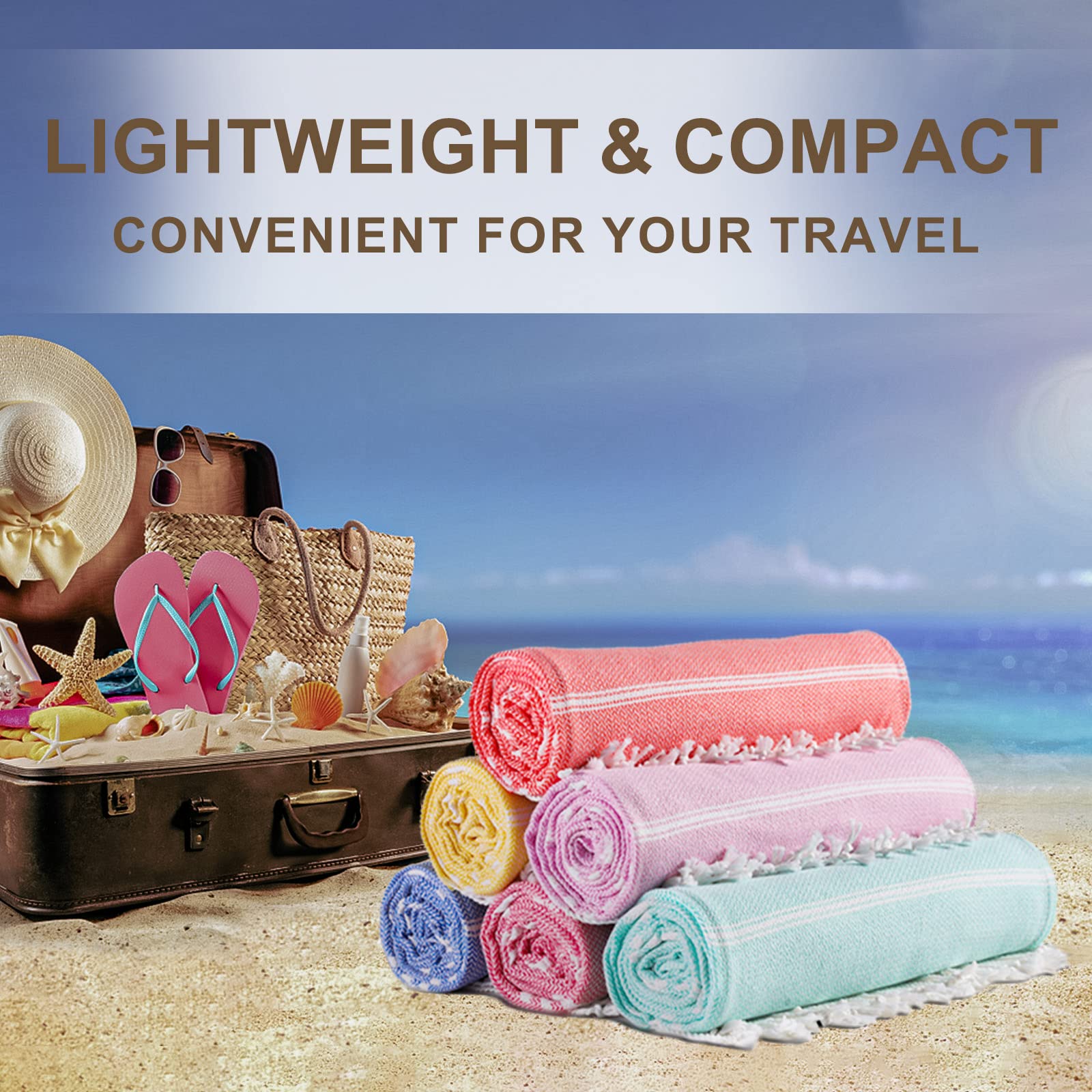 Premium Turkish Beach Towel - Extra Large XL, Quick Dry, Sand-Free, Lightweight & Compact - Perfect for Pool, Beach, Travel & Vacation Essentials - Elastic Band for Secure Fit - Must-Have Accessory for Adults
