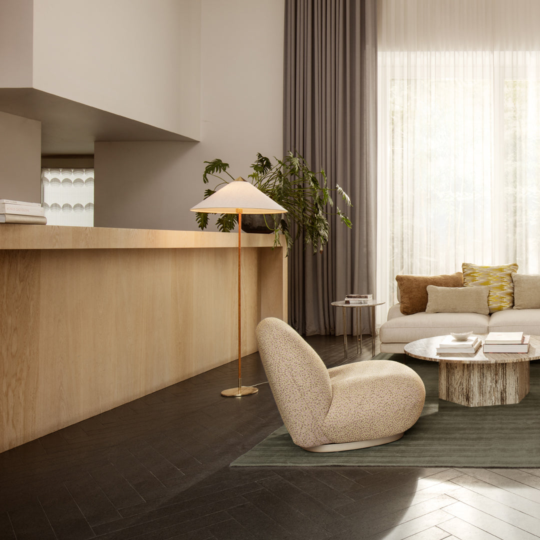 Gubi Gamfratesi Ioi Side Table - Modern Scandinavian End Table for Living Room, Bedroom & Office - Stylish Small Table with Wooden Legs & Marble Top