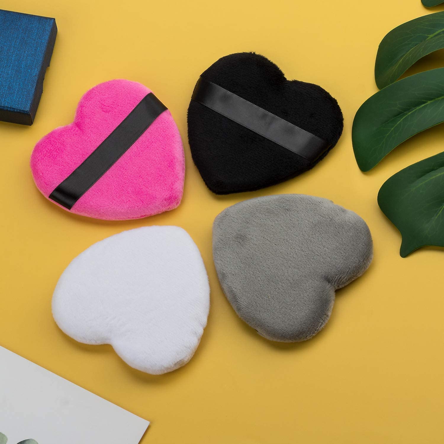 COSLUXE Large Velour Makeup Puffs - Soft Cotton Powder Puff for Face & Body, Tear Drop & Heart Shape Beauty Blender Sponge (Peach Heart, 1-Pack) - Perfect for Liquid Foundation, Setting Powder & Blush Application