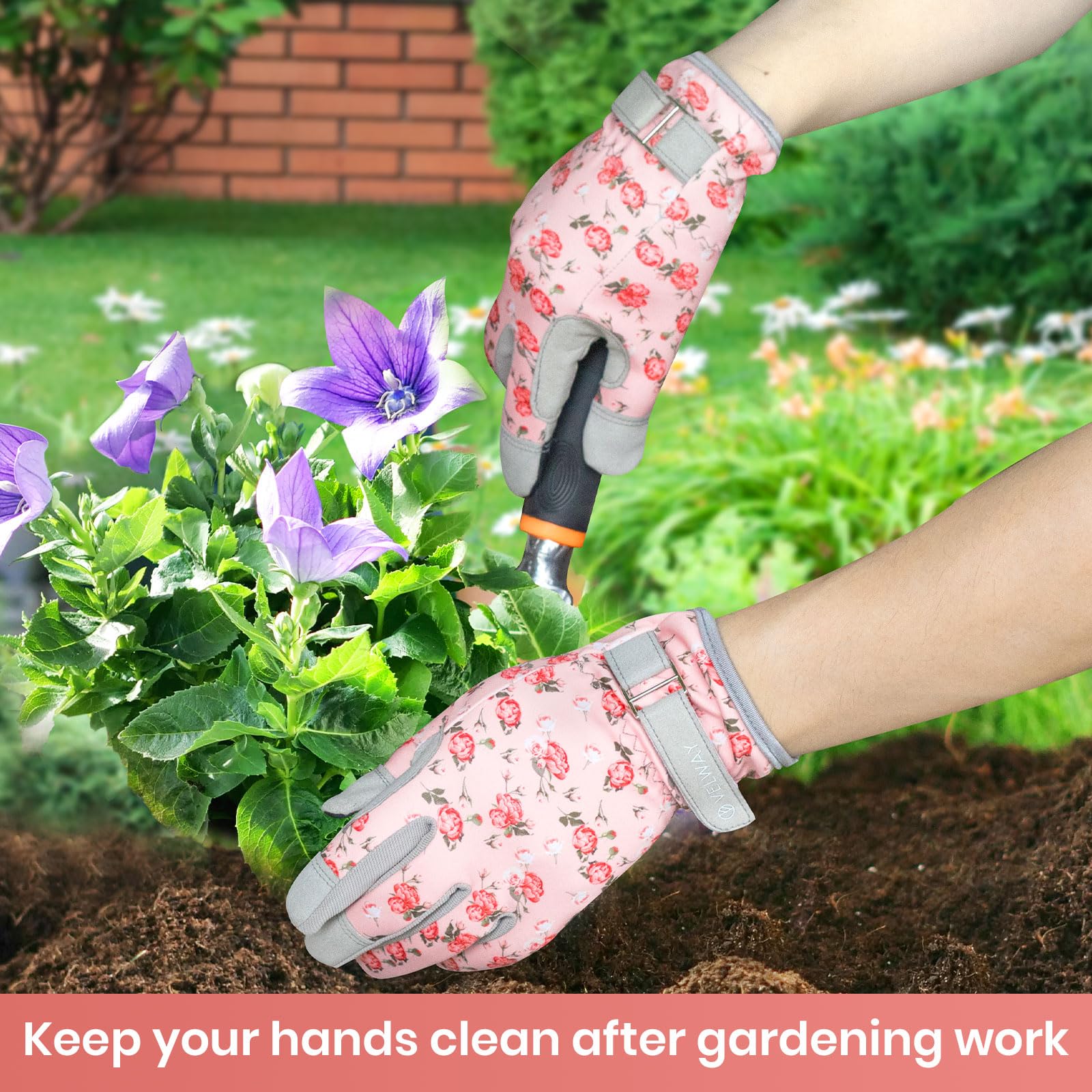 Velway Women's Gardening Gloves - Breathable & Flexible Work Gloves for Weeding, Planting, Pruning - Touchscreen Compatible Protective Gloves (Pink, Medium) - Perfect for Outdoor Gardening, Landscaping & Farm Work