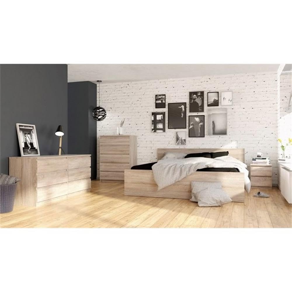Scandinavian 2-Piece Bedroom Furniture Set with 6-Drawer Dresser & Nightstands - Truffle Gray, Handle-Free Design, Smooth Metal Glides for Modern Home Decor | Perfect for Small Spaces & Minimalist Bedrooms