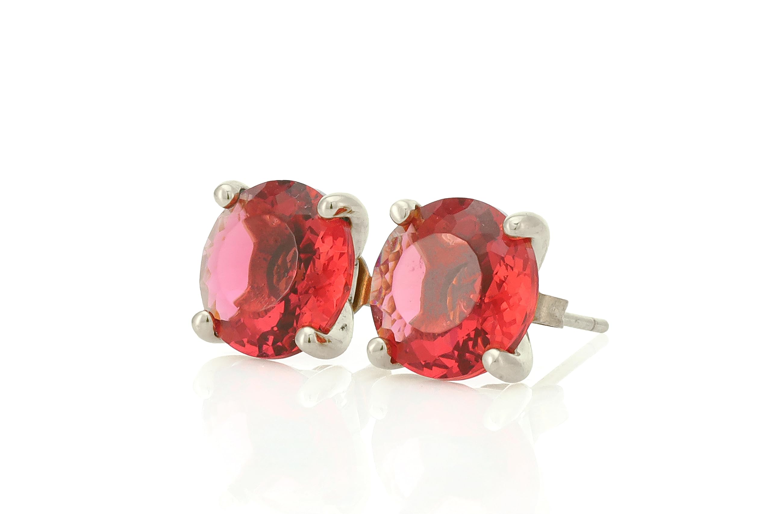 Pink Tourmaline Round Diamond Cut Stud Earrings 18k Gold Vermeil - Vintage October Birthstone Jewelry - Classic Dainty Gemstone Earrings for Women - Perfect Gift for Anniversary, Birthday & Special Occasions