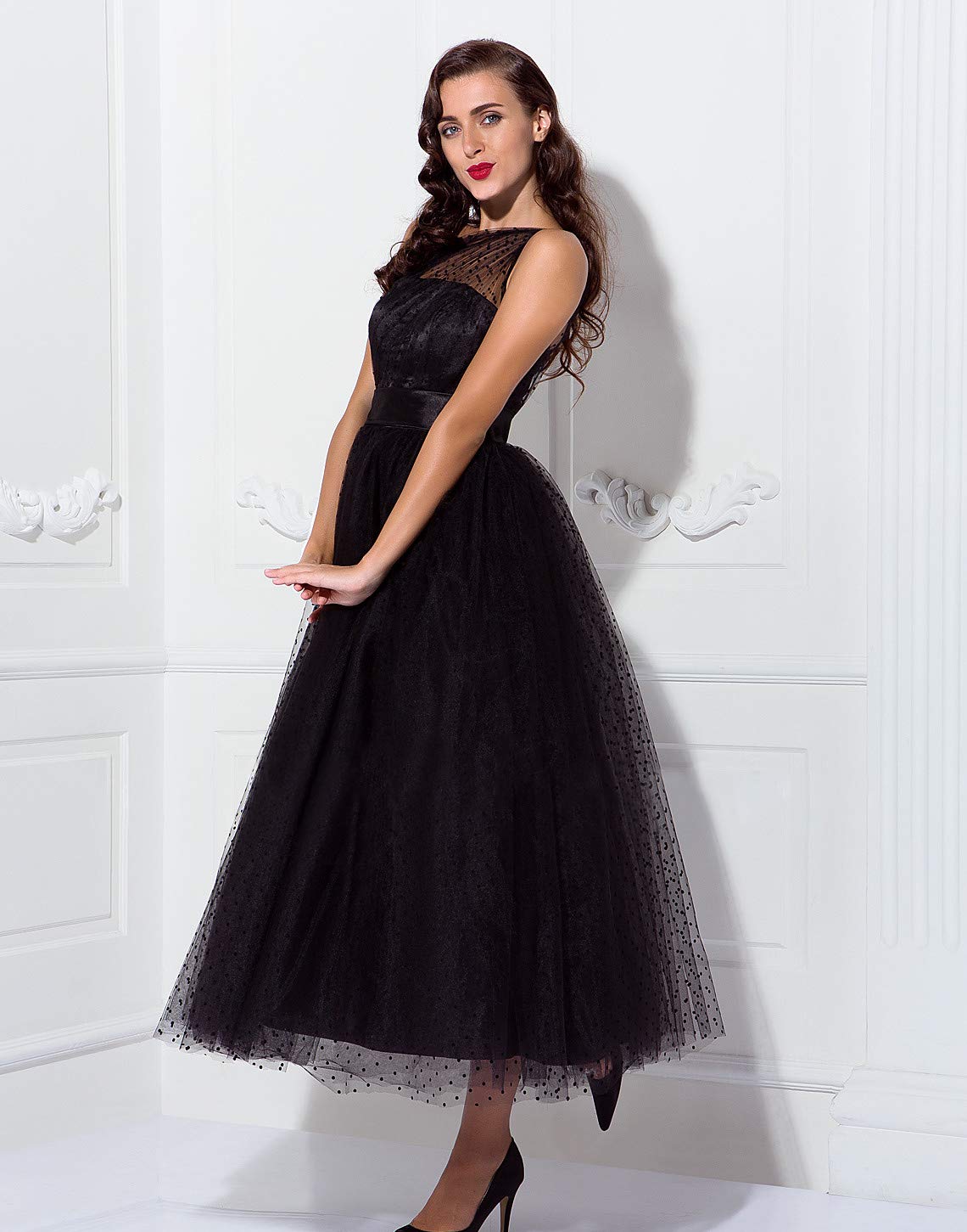 Elegant One Shoulder Tulle Prom Dress for Women - Tea Length Formal Evening Gown for Party, Homecoming, Wedding & Special Occasions