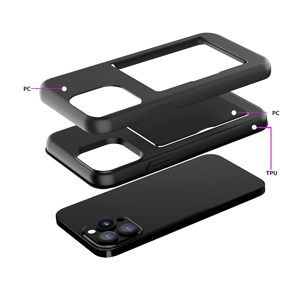 Premium Shockproof iPhone 13 Pro Max Case with Built-in Card Holder & Credit Card Slots - Wallet Protective Cover (Purple) for Everyday Convenience & Secure Storage