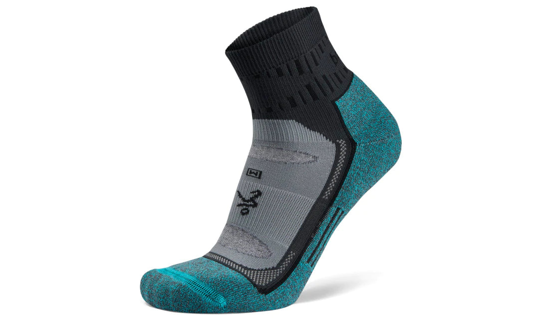 Blister-Resistant Quarter Running Socks for Men & Women - Breathable Athletic Socks with Arch Support (Grey/Blue) - Perfect for Marathon, Jogging, Gym Workouts & Everyday Wear