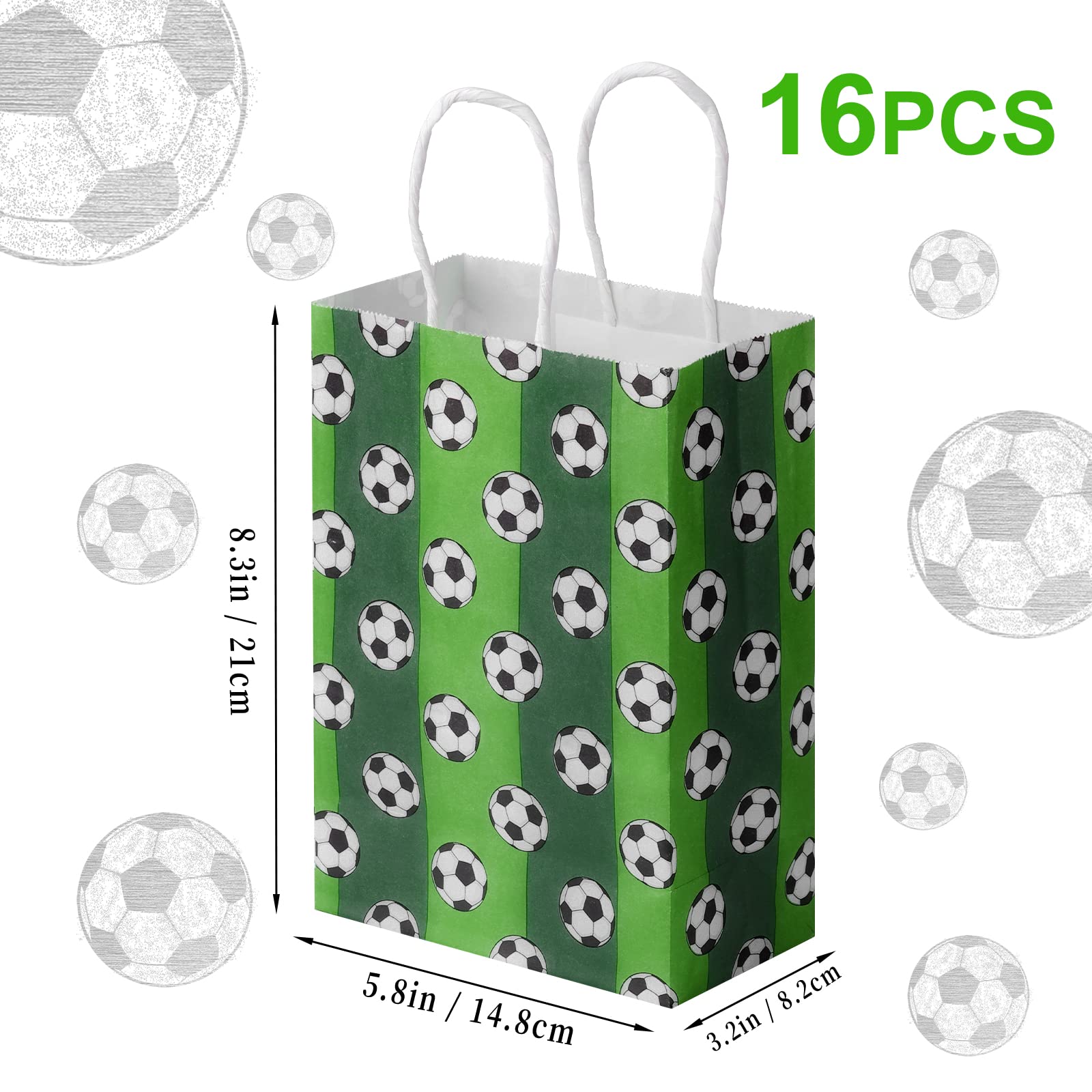 AIEX 16-Piece Soccer Party Favor Pack - Football Themed Goodie Bags with Handles for Kids & Adults Birthday Parties (Dark Green) | Perfect for Sports Themed Celebrations, Team Events & Soccer Birthday Decorations