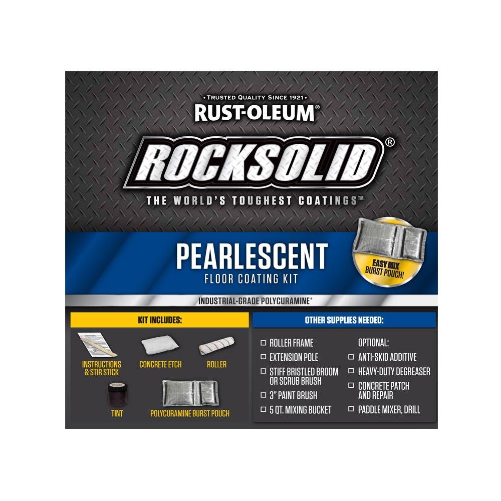 Rust-Oleum 306325 RockSolid Pearlescent 1 Car Garage Floor Coating Kit - Pearl Black | Durable Epoxy Paint for Garage Floors, Basements & Workshops | Easy DIY Application, High Gloss Finish