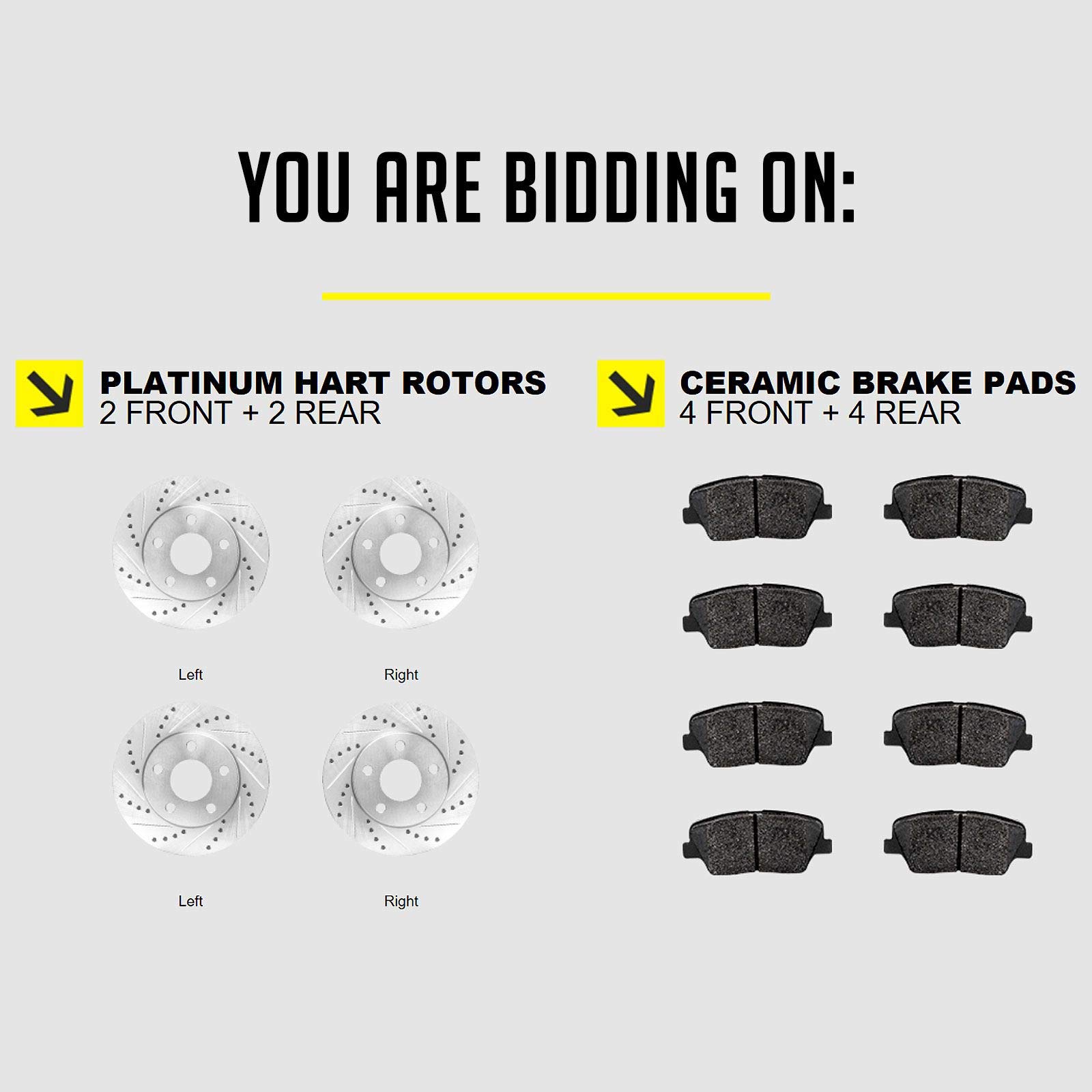 Hart Ceramic Brake Pads and Rotors Kit - Front & Rear Brake Set for 1997-2004 Mitsubishi Diamante | High-Performance Braking System for Smooth Stops | Perfect for City Driving, Highway Commuting & Daily Use | Enhances Safety in Stop-and-Go Traffic & Long-Distance Travel