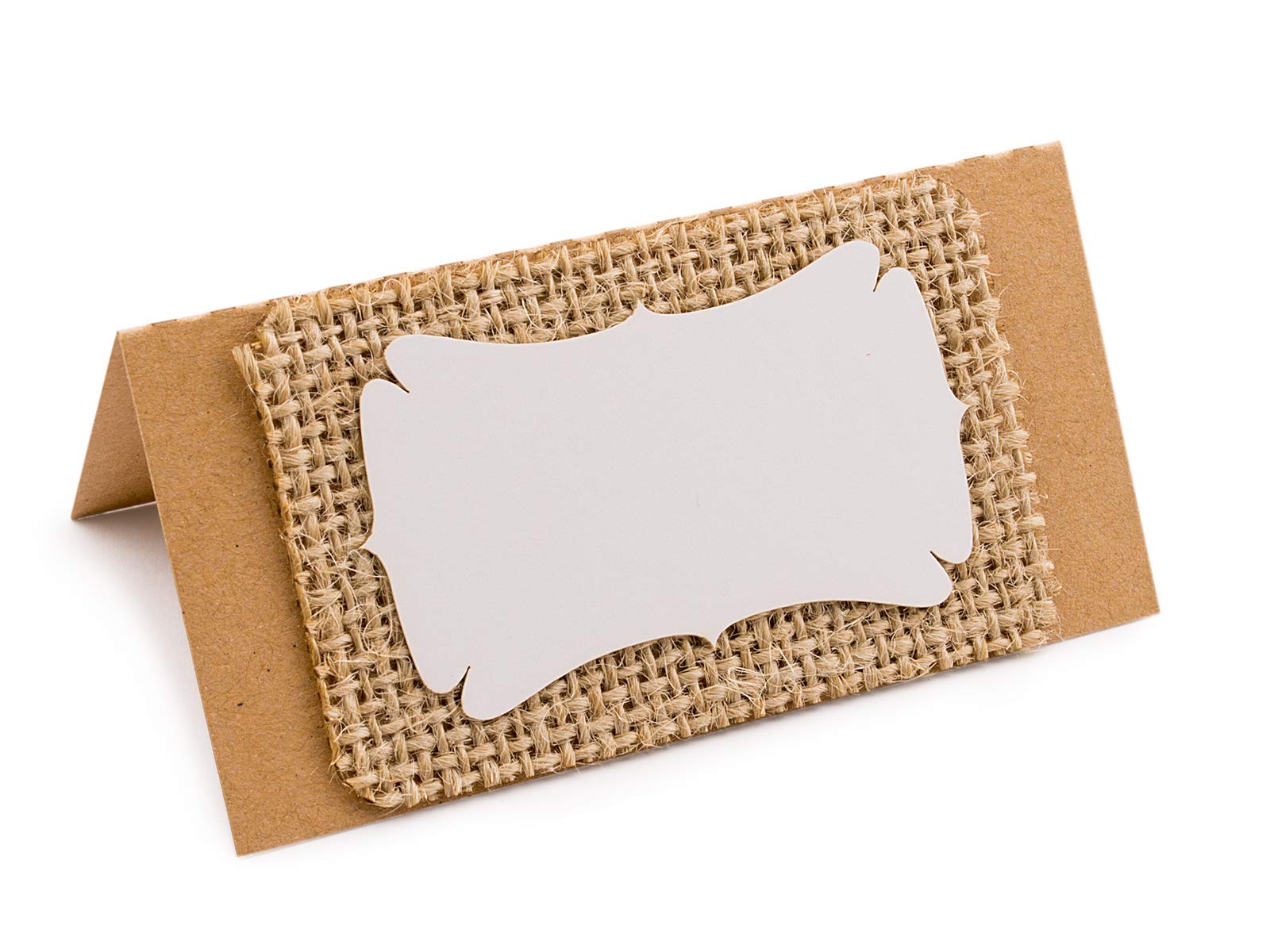 50 Pack Rustic Kraft Burlap Wedding Place Cards - 3-Layer Elegant Escort Cards for Wedding, Bridal Shower, Baby Shower & Party Decorations