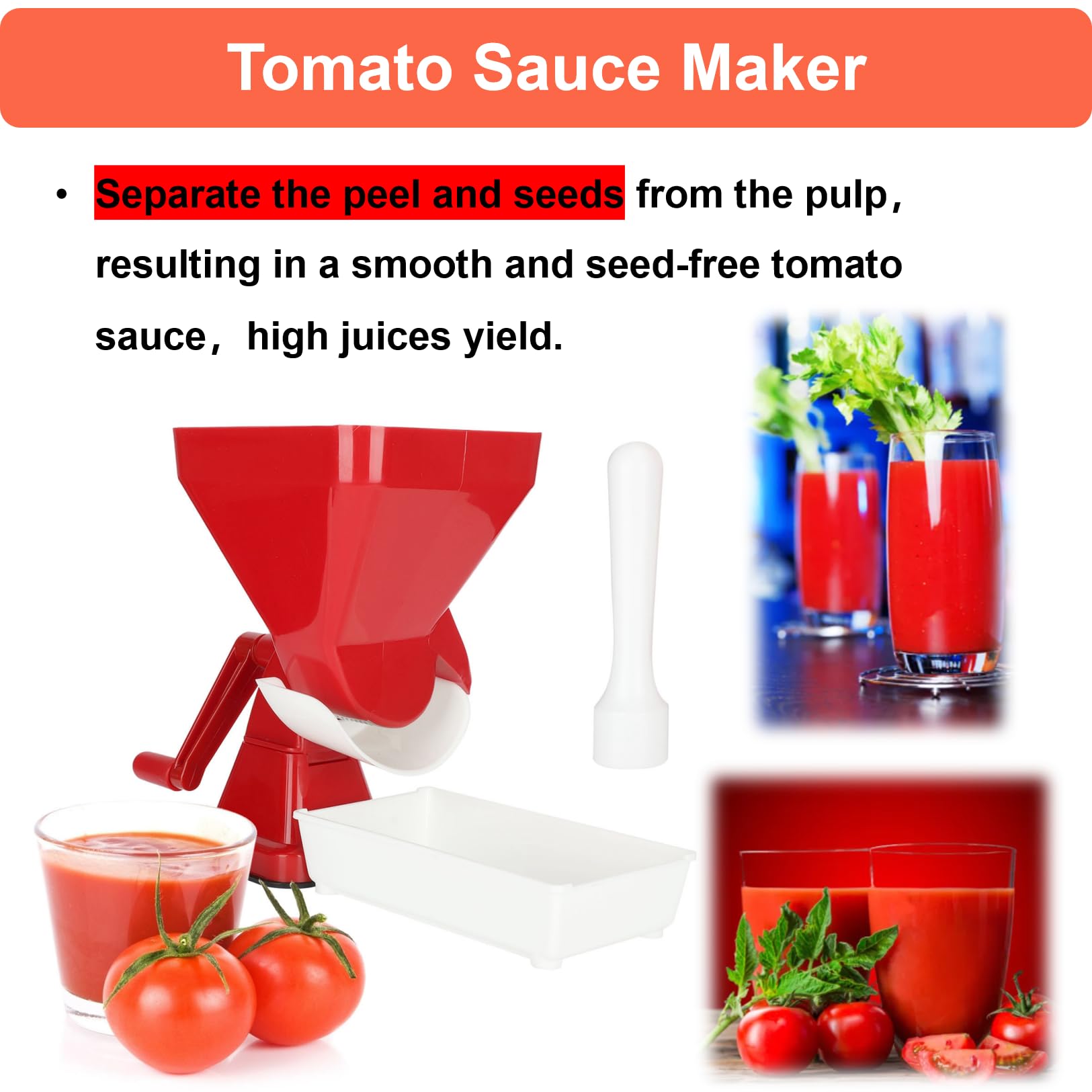 Premium Tomato Strainer & Sauce Maker - Easy-to-Use Food Strainer for Homemade Tomato Sauce, Salsa, Marinara, and More | Perfect Kitchen Tool for Canning, Cooking, and Meal Prep | Ideal Gift for Home Chefs